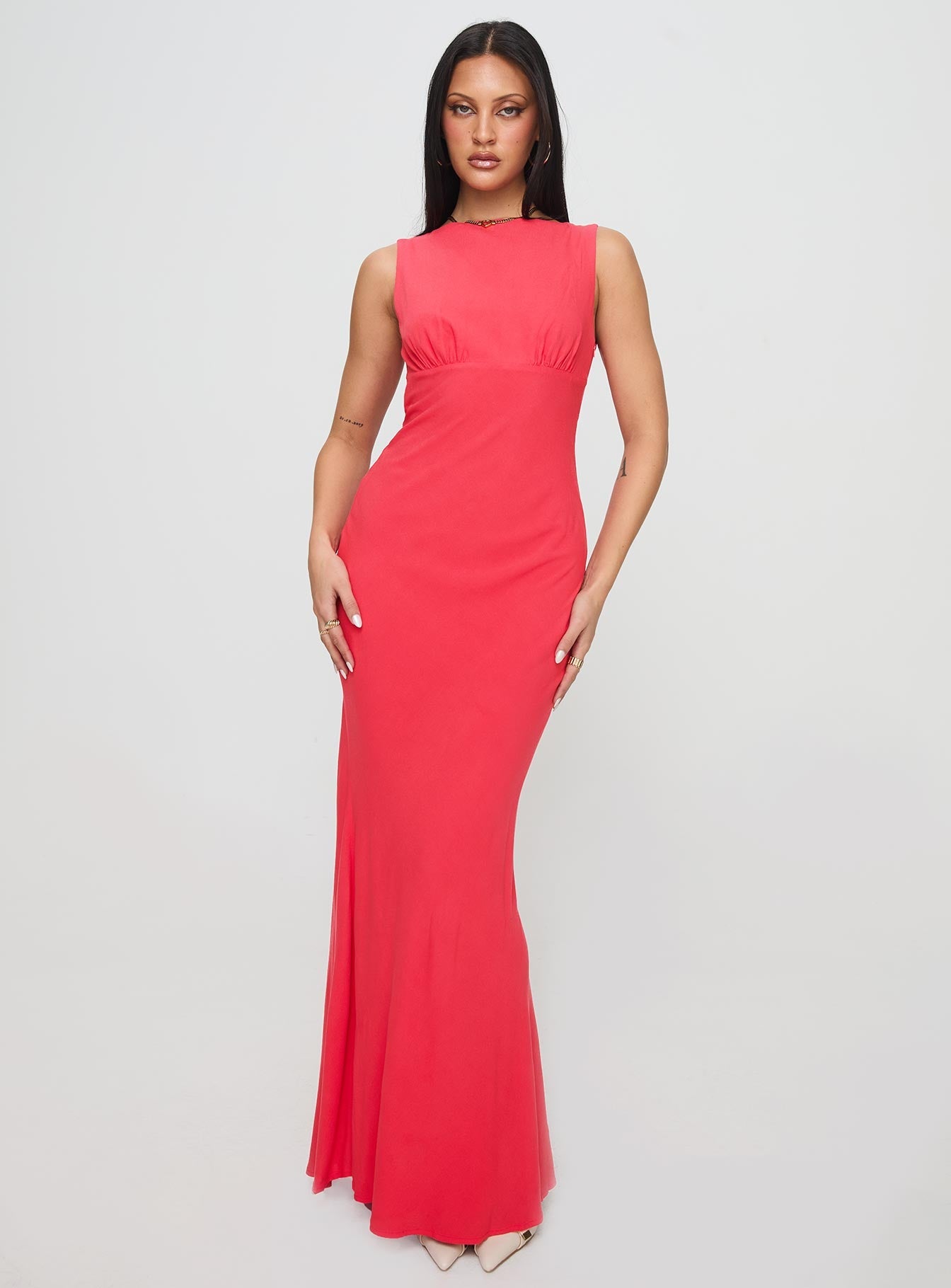 Bourne Maxi Dress for Women - Flowy Red Long Summer Dress with Pockets | Perfect for Beach, Vacation, and Casual Outings
