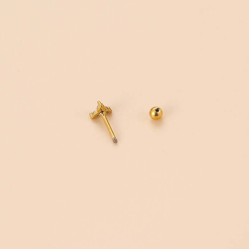 20G Surgical Steel Cartilage Earrings - 3 Leaf Stud Conch Piercing Jewelry with Ball Back Closure | Hypoallergenic Body Jewelry for Helix, Tragus, Conch Piercings | Perfect for Everyday Wear & Special Occasions