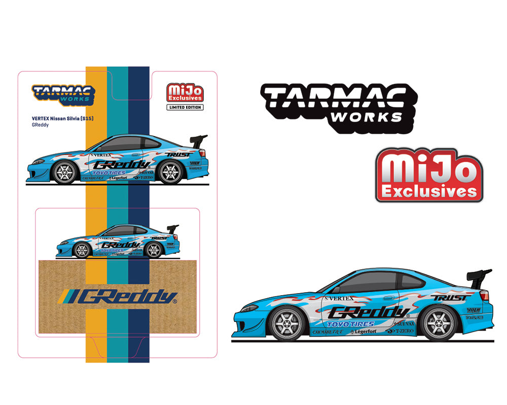 Tarmac Works 1:64 Scale Nissan Silvia S15 GReddy Special Limited Edition Diecast Model Car - Perfect for Collectors, Display, and Racing Scenes