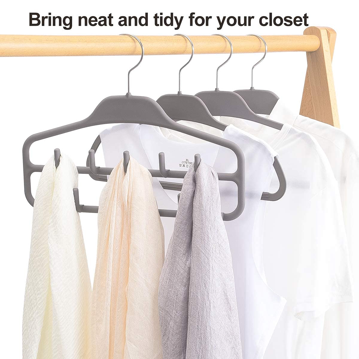 ELONG HOME 20 Pack Birch Wooden Hangers - Smooth Finish Coat Hangers with Notched Shoulders & Chrome Swivel Hooks, Includes 1 Belt Hanger Rack - Perfect for Closet Organization, Wardrobe Storage & Garment Protection