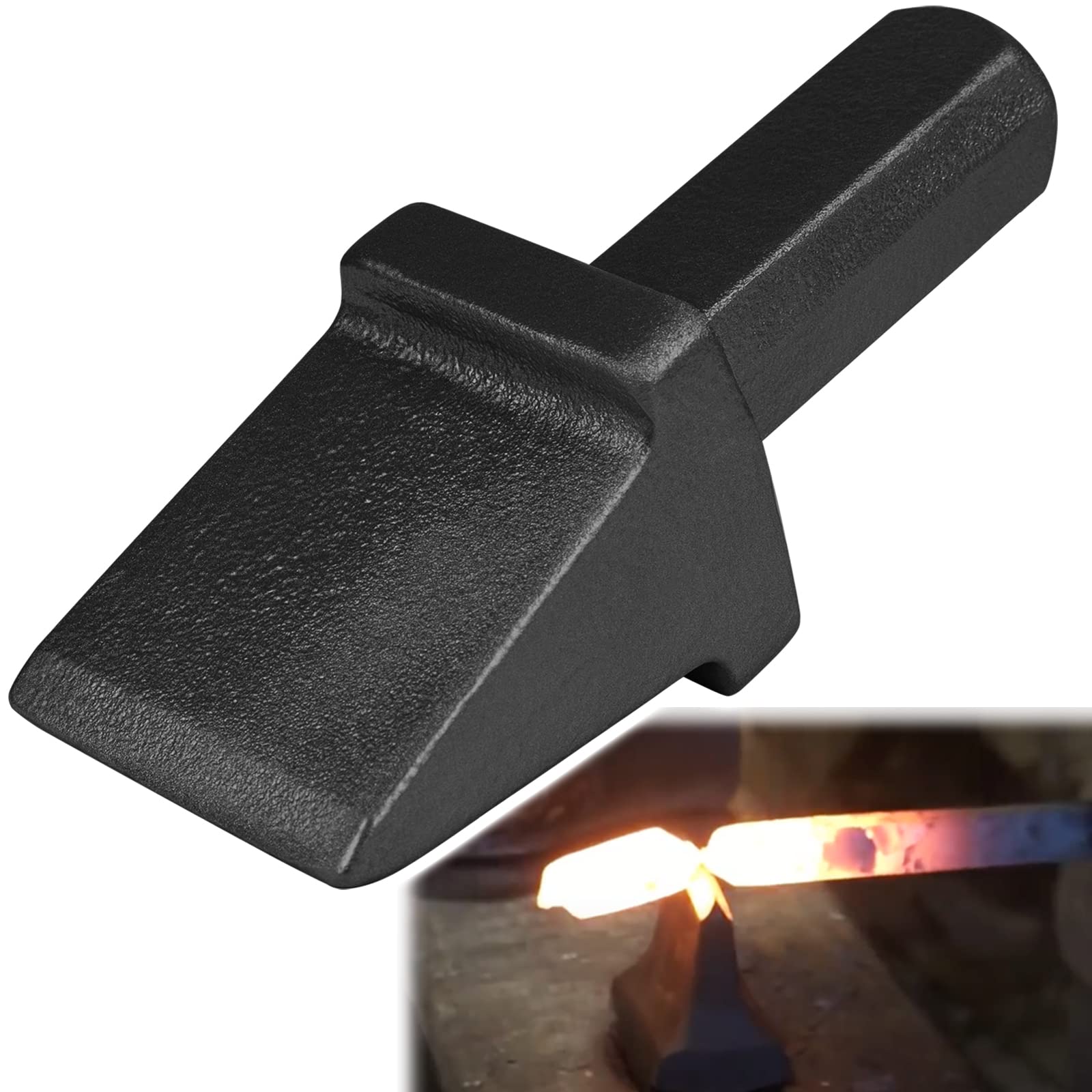 3/4 Inch Blacksmith Anvil Hardy Cutter Tool - Hot Cut Forge Tool with Black Shank for Metalworking | Perfect for Blacksmithing, Knife Making & DIY Metal Projects