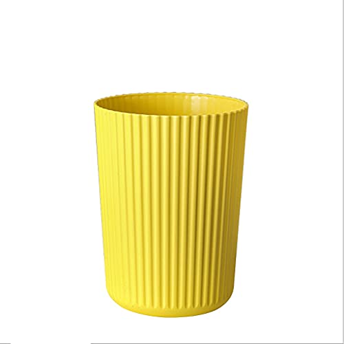 WPBOY Small Trash Can - 2.1 Gallon Plastic Wastebasket with Lid, Yellow Garbage Bin for Bathroom, Kitchen, Office & Dorm Room | Space-Saving Design for Tight Corners & Under Desk Use