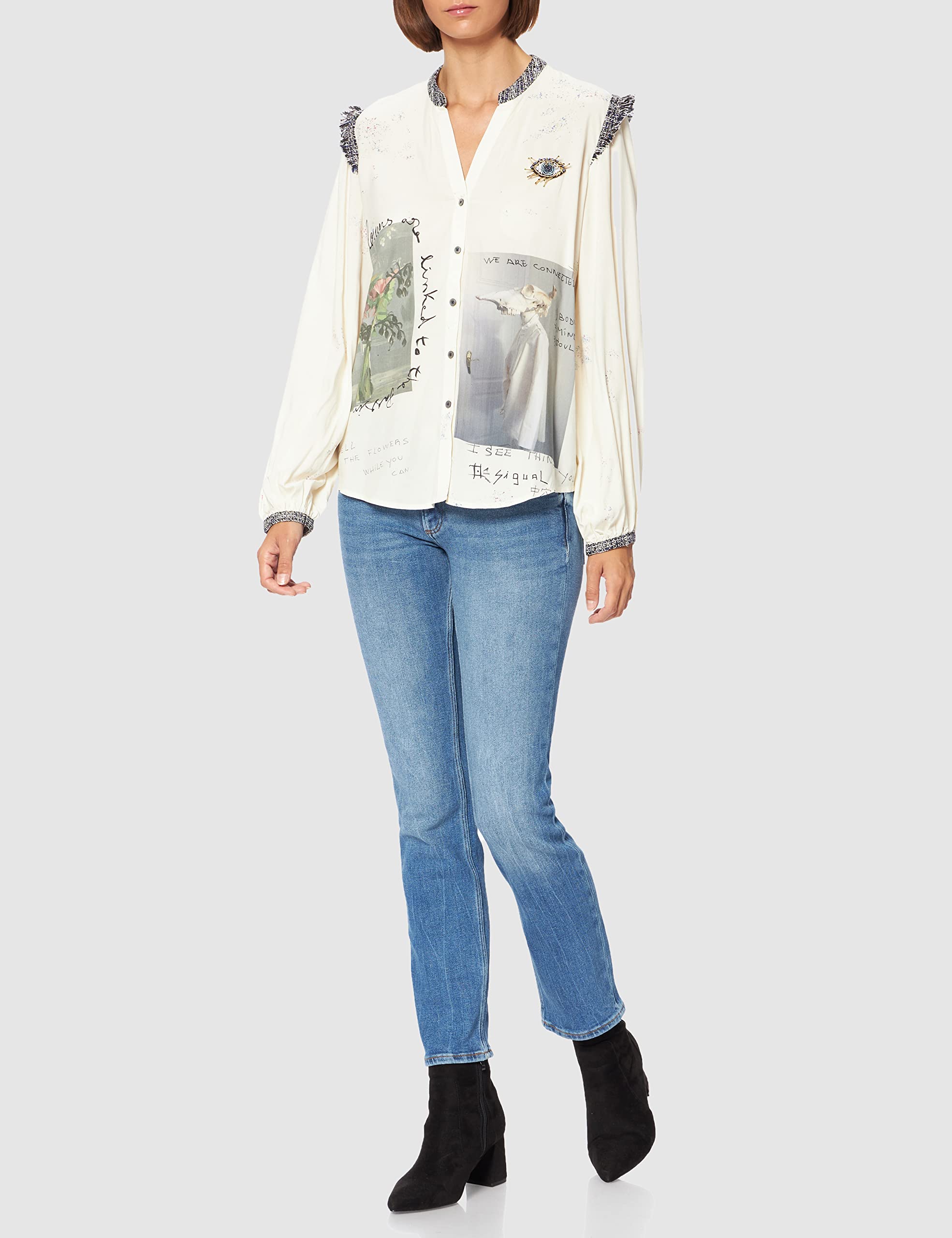 Desigual Women's Long Sleeve Woven Shirt - Stylish Casual Blouse for Work, Office & Everyday Wear