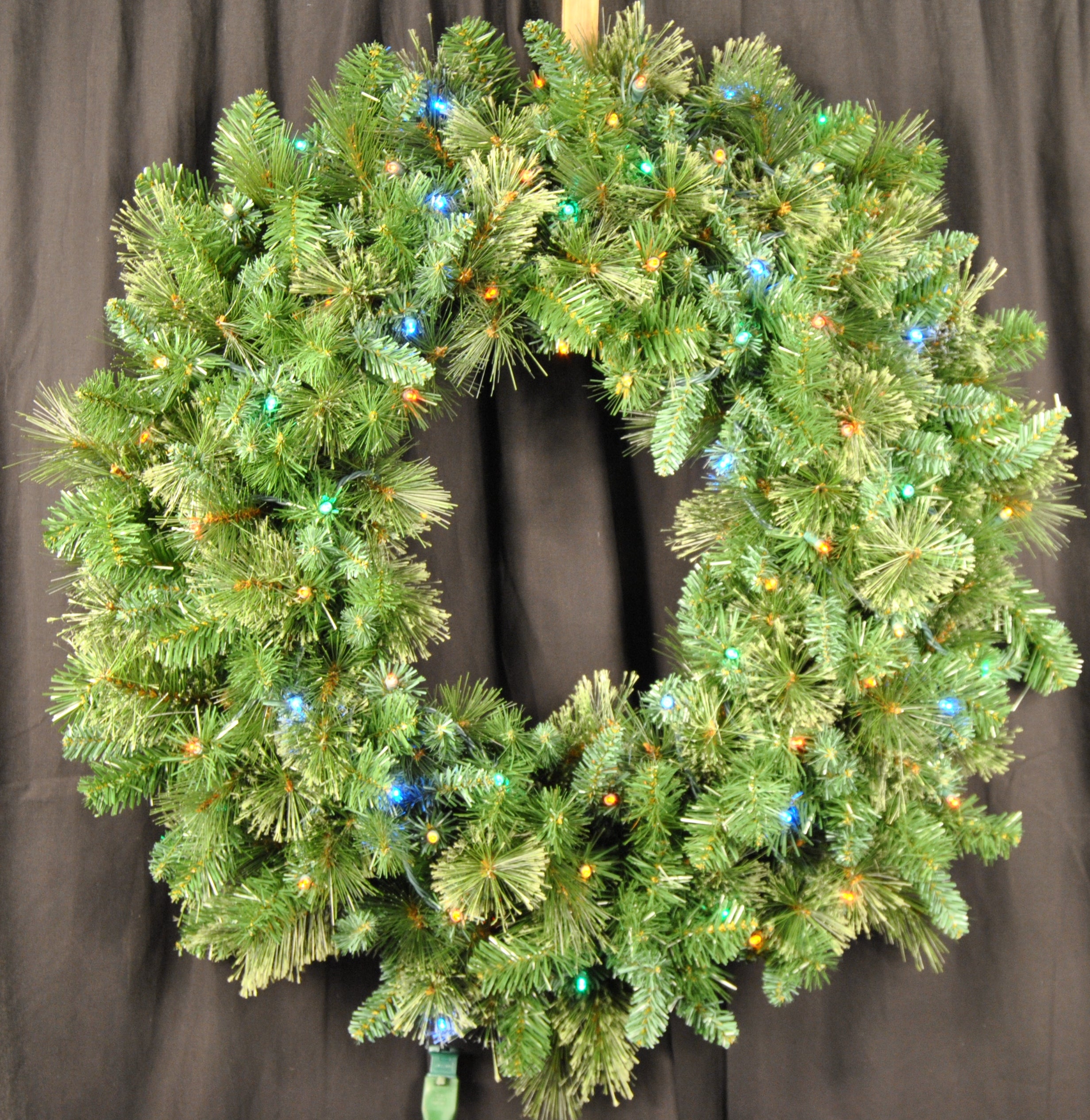 4' Mixed Blend Pine Wreath with Multicolored LED Lights - Holiday Christmas Decor for Front Door, Mantel & Indoor/Outdoor Use