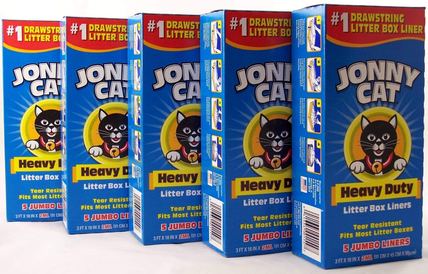 Jonny Cat Litter Box Liners - Heavy Duty Jumbo Size (5 Pack) | Leak-Proof & Durable for Large Cat Litter Trays | Perfect for Multi-Cat Homes & Odor Control