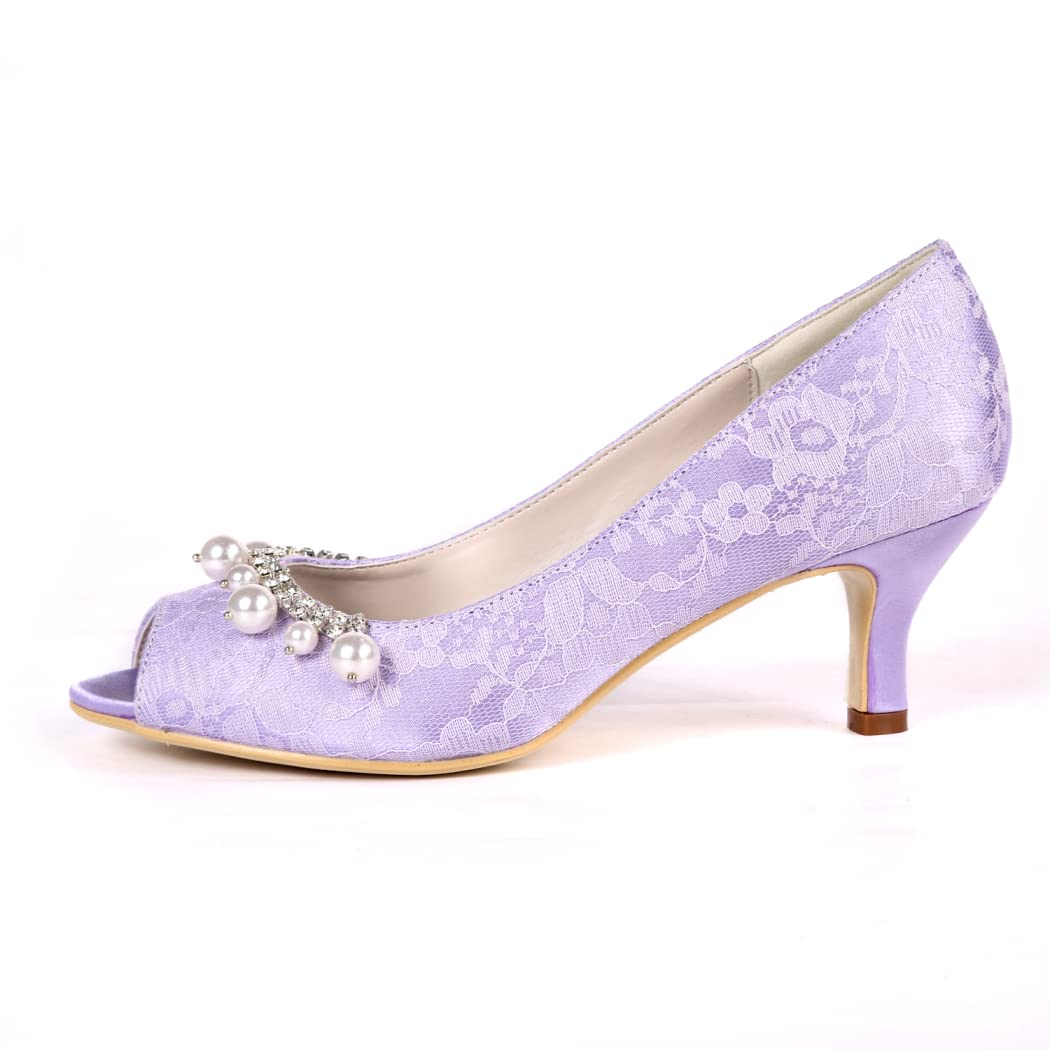Ivory White Lace Satin Peep Toe High Heel Wedding Shoes for Bride - Elegant Bridal Party Dress Pumps for Ceremony, Reception & Formal Events