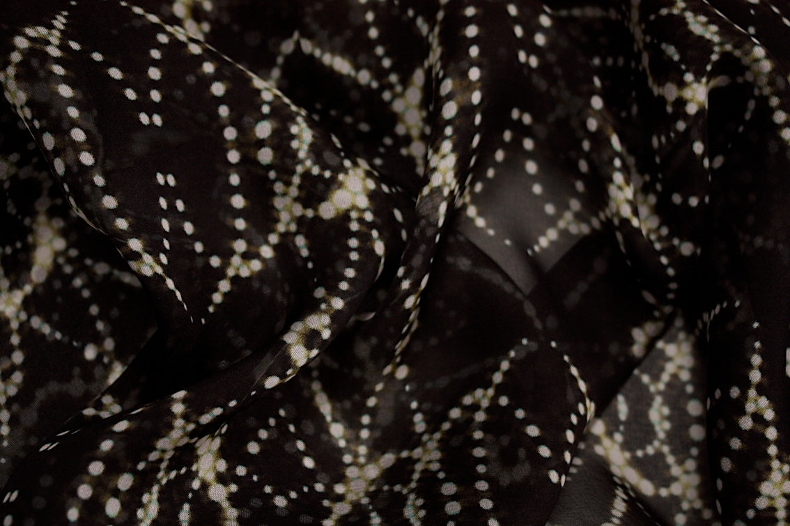 Elegant Black Static Chiffon Fabric - Lightweight Sheer Material for Dresses, Scarves & DIY Fashion Projects | Perfect for Evening Gowns, Bridal Wear & Home Decor