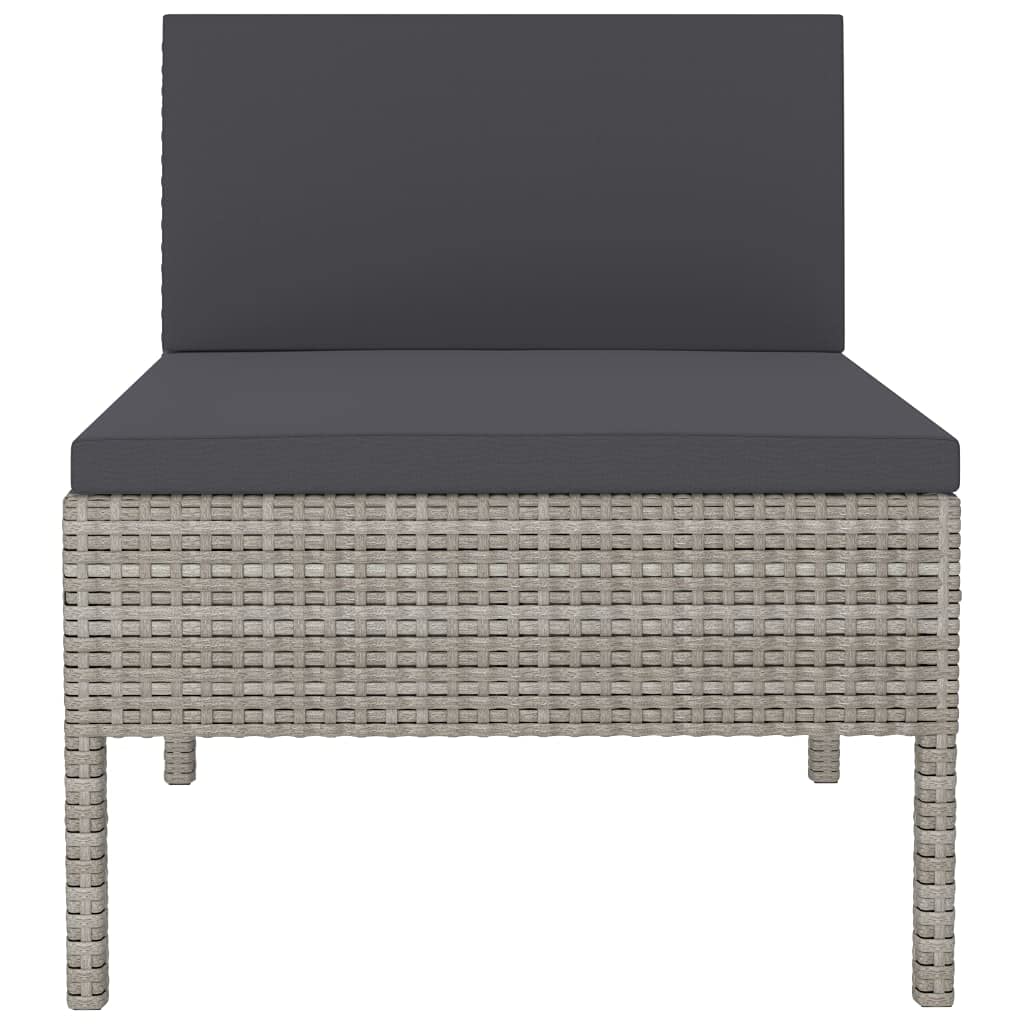 FAMIROSA 3-Piece Gray Poly Rattan Garden Chairs Set with Cushions - Outdoor Patio, Backyard, Poolside Lounge Furniture for Relaxing