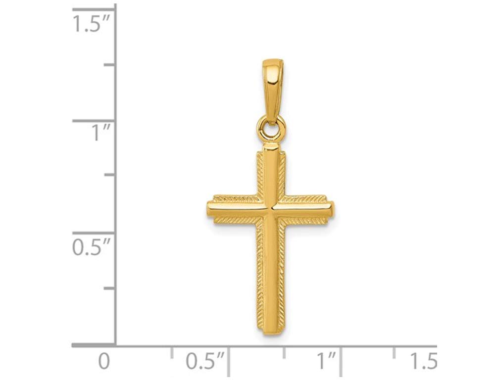 14K Yellow Gold Cross Pendant Necklace for Women - Religious Jewelry Gift with 18
