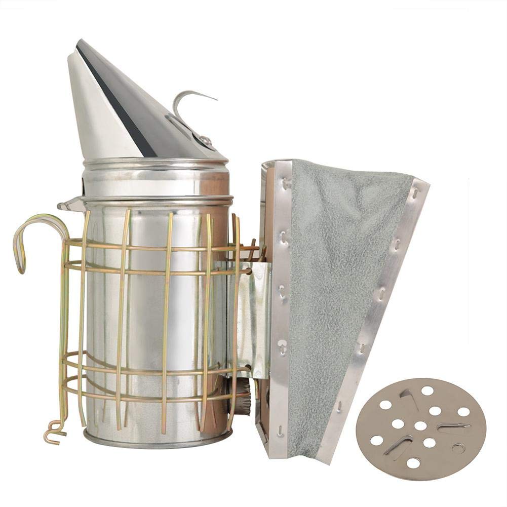 Galvanized Iron Beehive Smoker with Heat Shield - Essential Beekeeping Equipment for Beginners & Experts | Easy to Use for Hive Inspections & Honey Harvesting