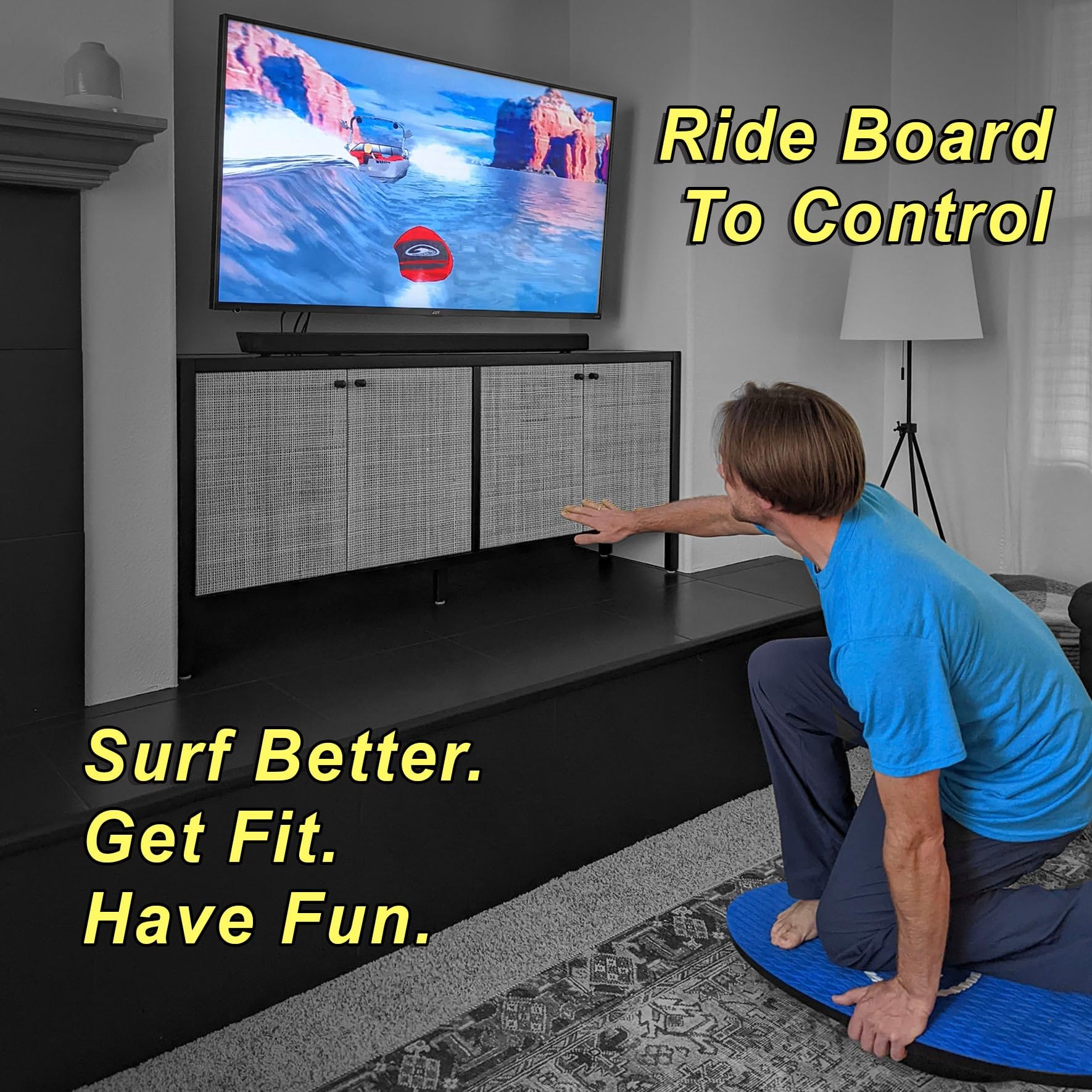 Lakesurf Wakesurf Balance Board with Motion Tracking App & Phone Mount - Wakesurfing Simulator for Training, Fitness, Games & Tutorials (Green) - Perfect for Home Workouts, Surf Practice & Interactive Fitness Training