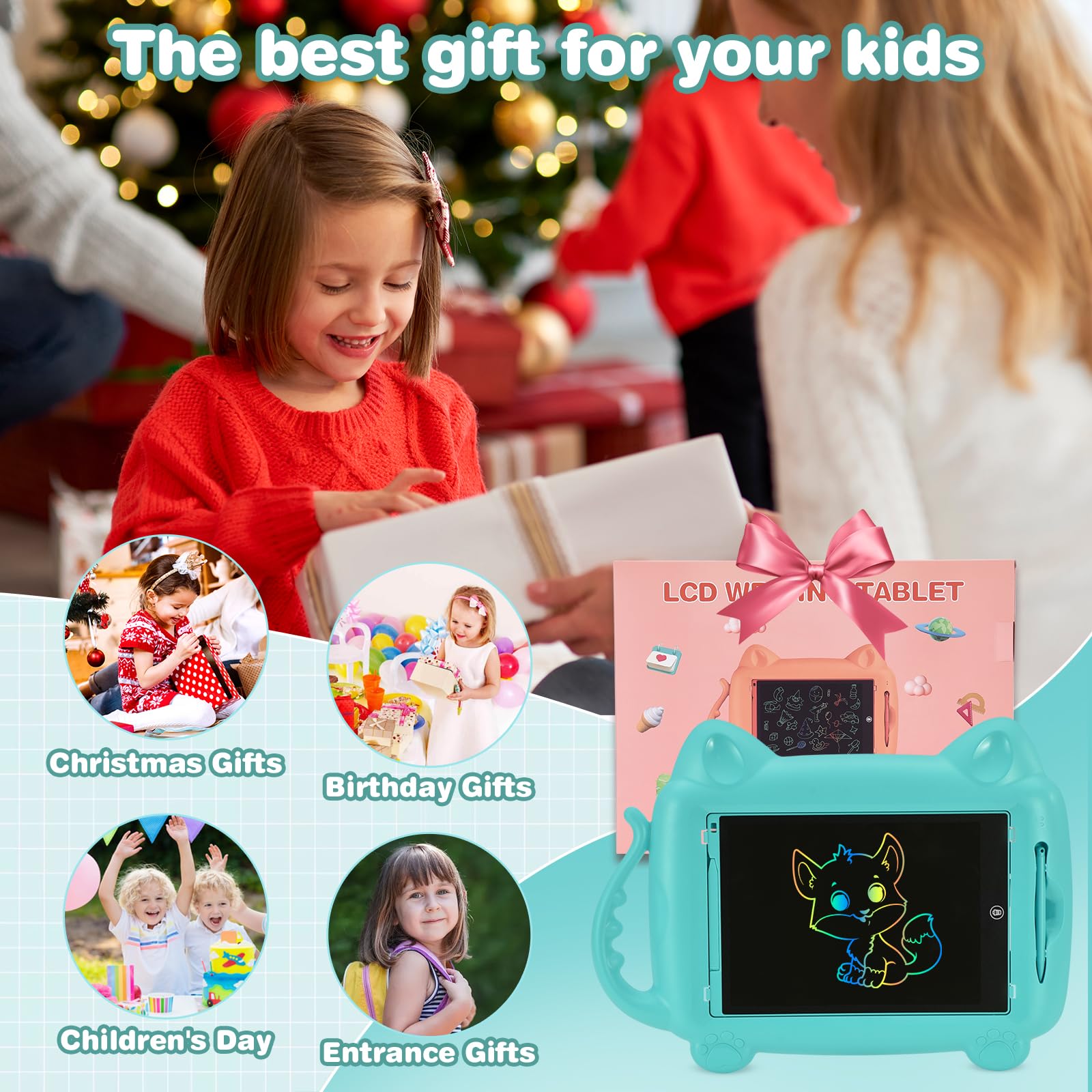 EooCoo 12 Inch LCD Writing Tablet for Kids Ages 3-8 - Electronic Drawing Pad with Stylus - Easter Basket Stuffers & Travel Essential - Perfect Gift for Boys & Girls - Fun Educational Toy for Home, School & Road Trips