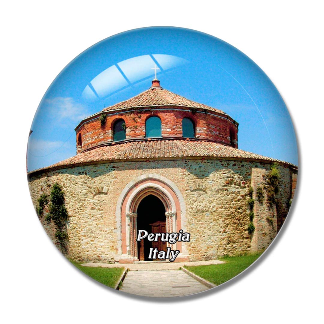 Italy Perugia Church Building Rotunda 3D Refrigerator Magnet - Souvenir Crystal Glass Whiteboard Magnet for Home, Office & Travel Decor