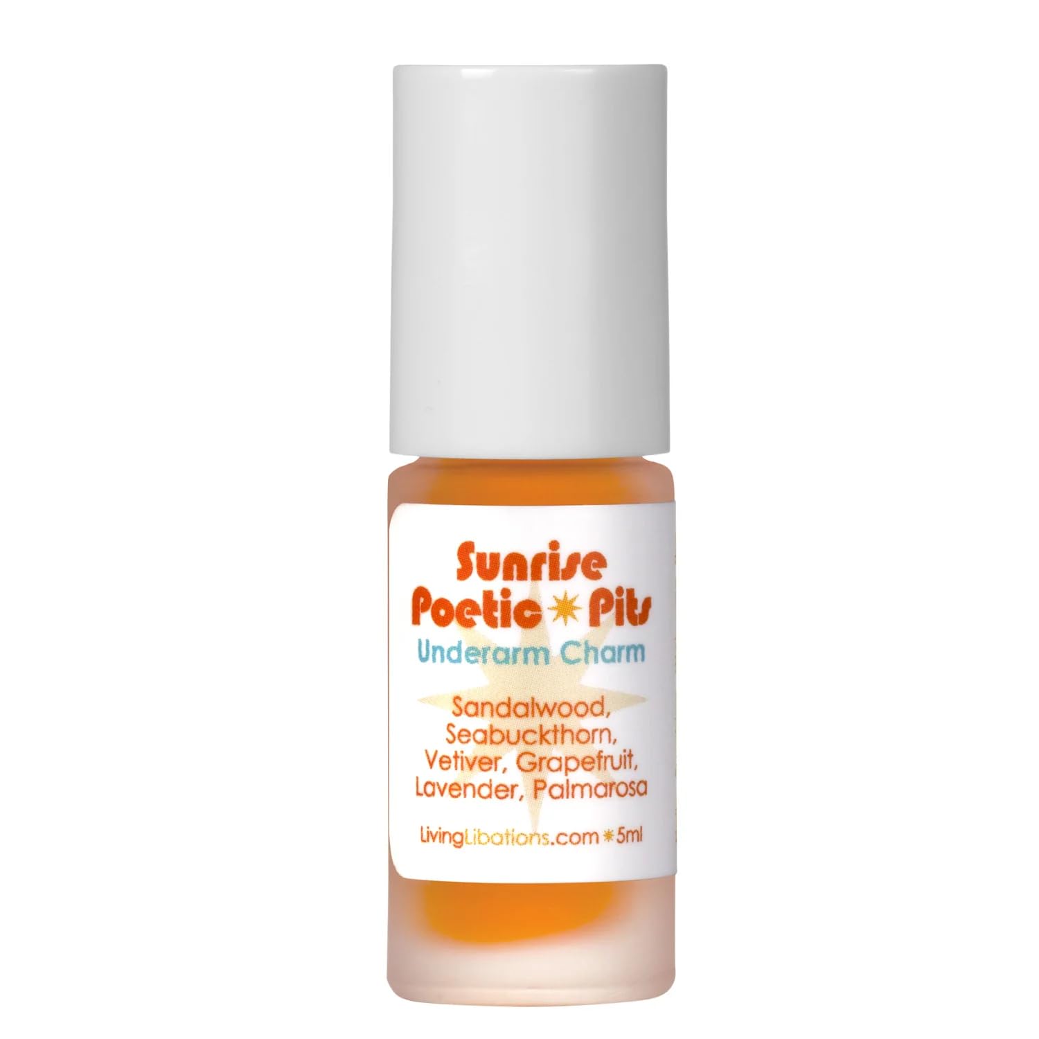 Organic Poetic Pits Roll-On Deodorant by Living Libations | Natural, Wildcrafted, Vegan Clean Beauty for Sensitive Skin | Sunrise Scent for Daily Freshness & Confidence