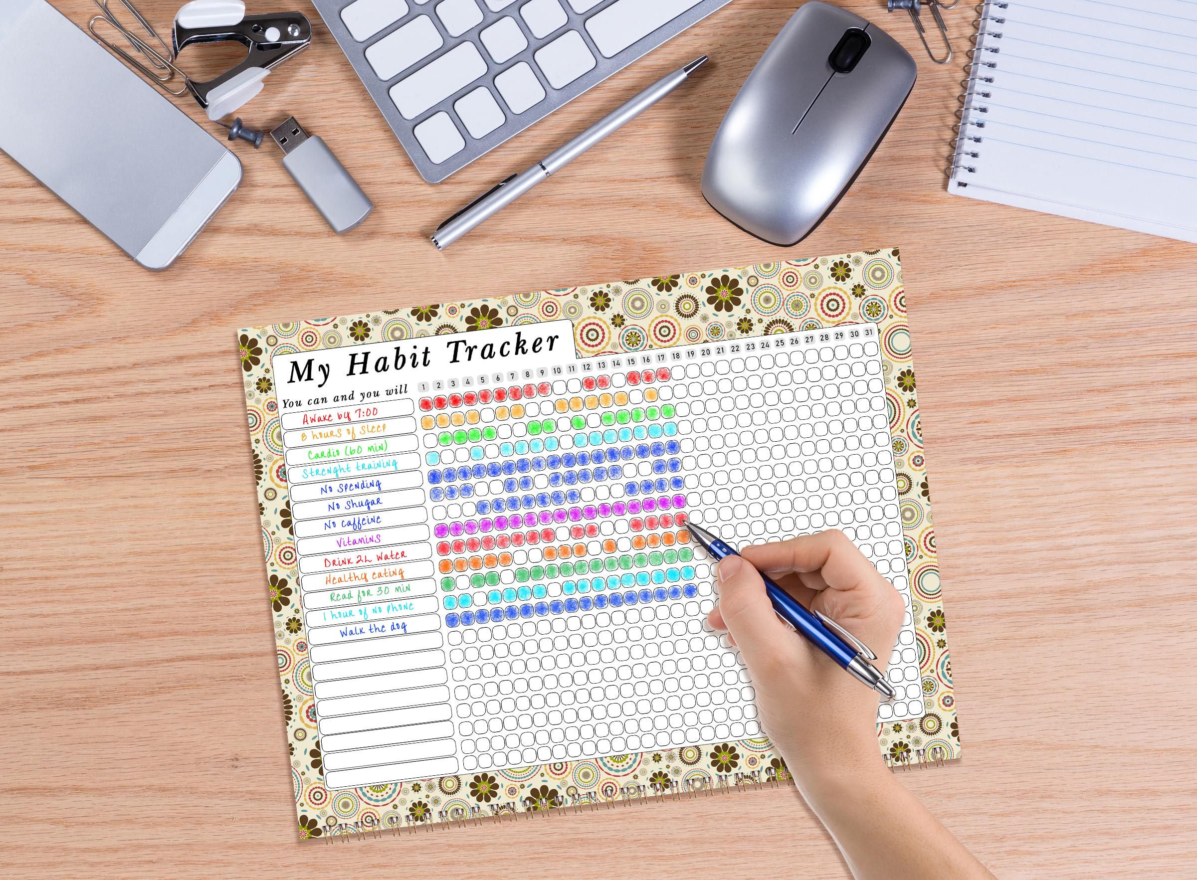 2025 Monthly Desktop & Wall Calendar Planner with Habit Tracker - Motivational Goal Journal for Daily, Weekly & Monthly Planning - Inspirational Productivity Tool (Edition #020) - Perfect for Office, Home & School Organization