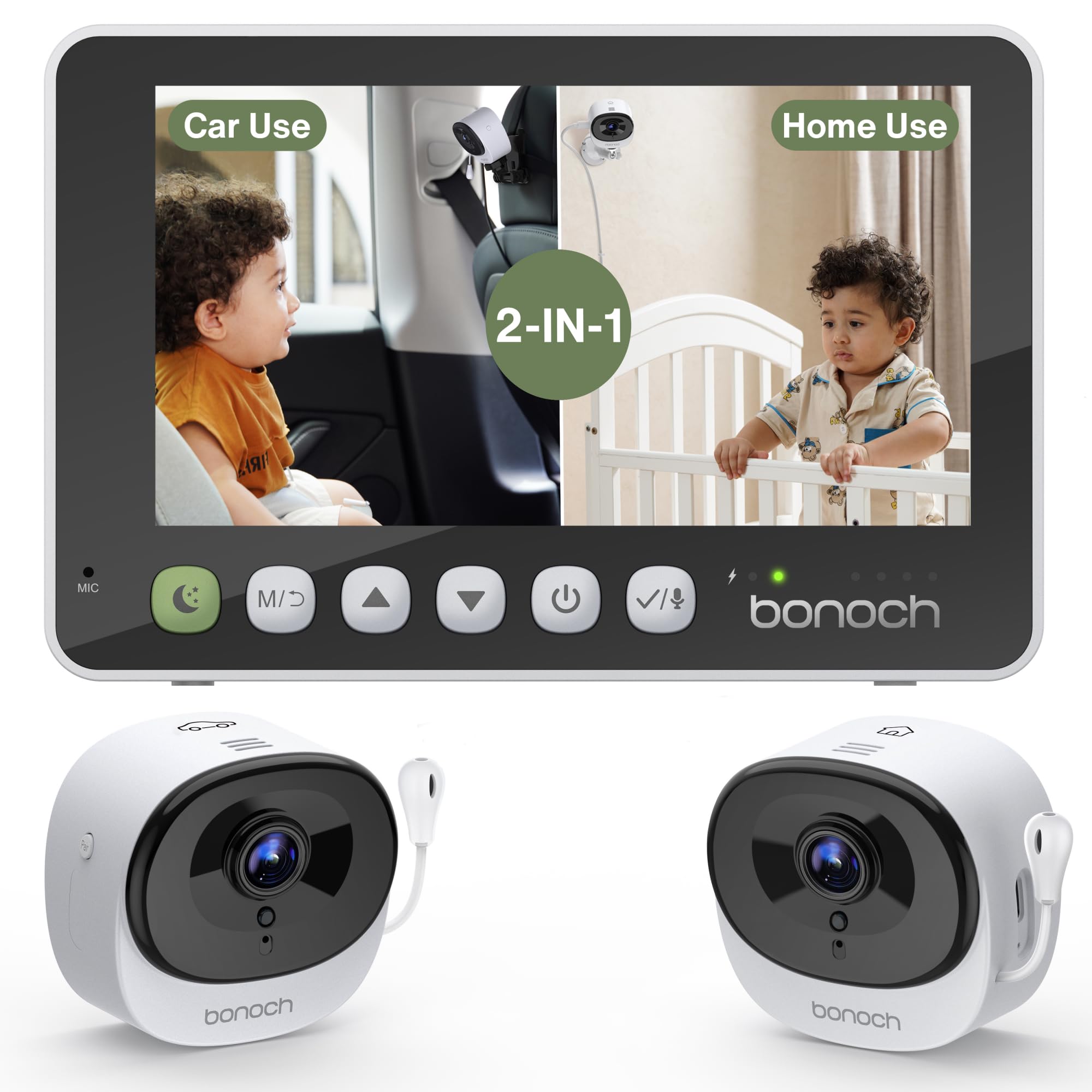 Bonoch Wireless 2-in-1 Baby Monitor for Car & Home - 5