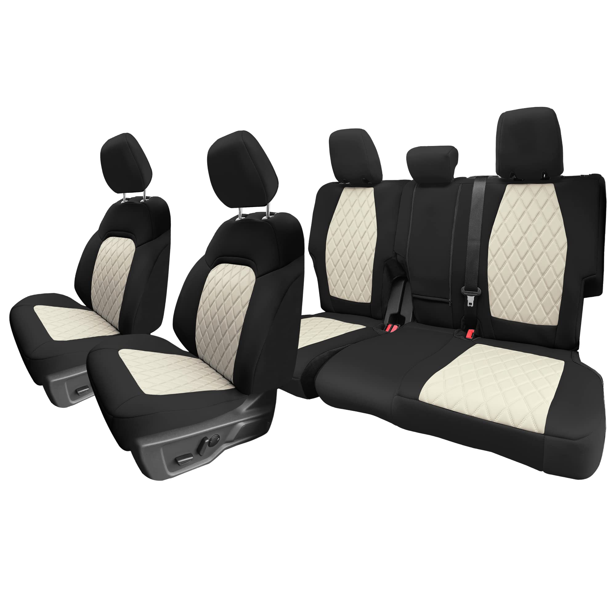 Custom Fit Neoprene Seat Covers for Ford Bronco (2021-2022) - Water Resistant Neosupreme Full Set in Beige | Perfect for Off-Road Adventures & Daily Commutes