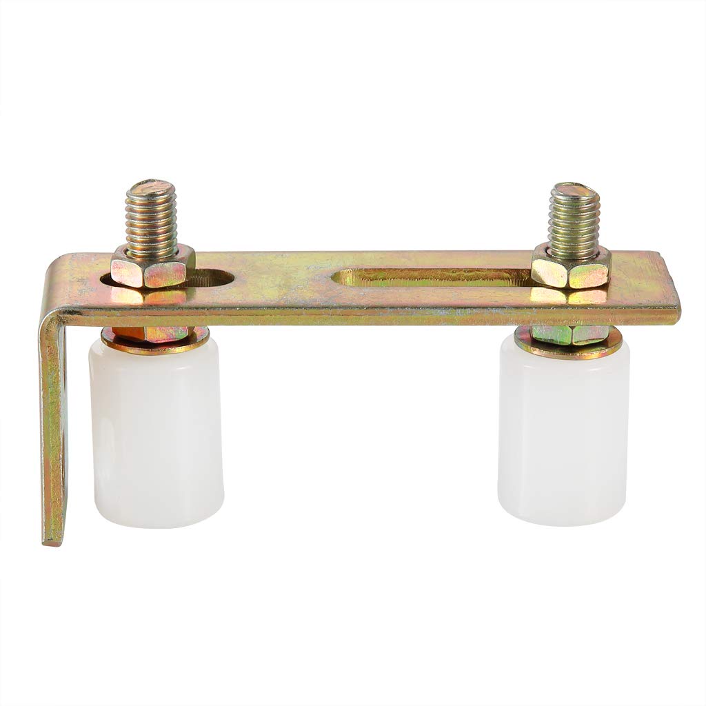 Skelang Adjustable Dual Nylon Rollers Gate Assembly - 2 Pack Slide Gate Guide Roller with L Post Bracket for Sliding Rolling Gates (2-5/16