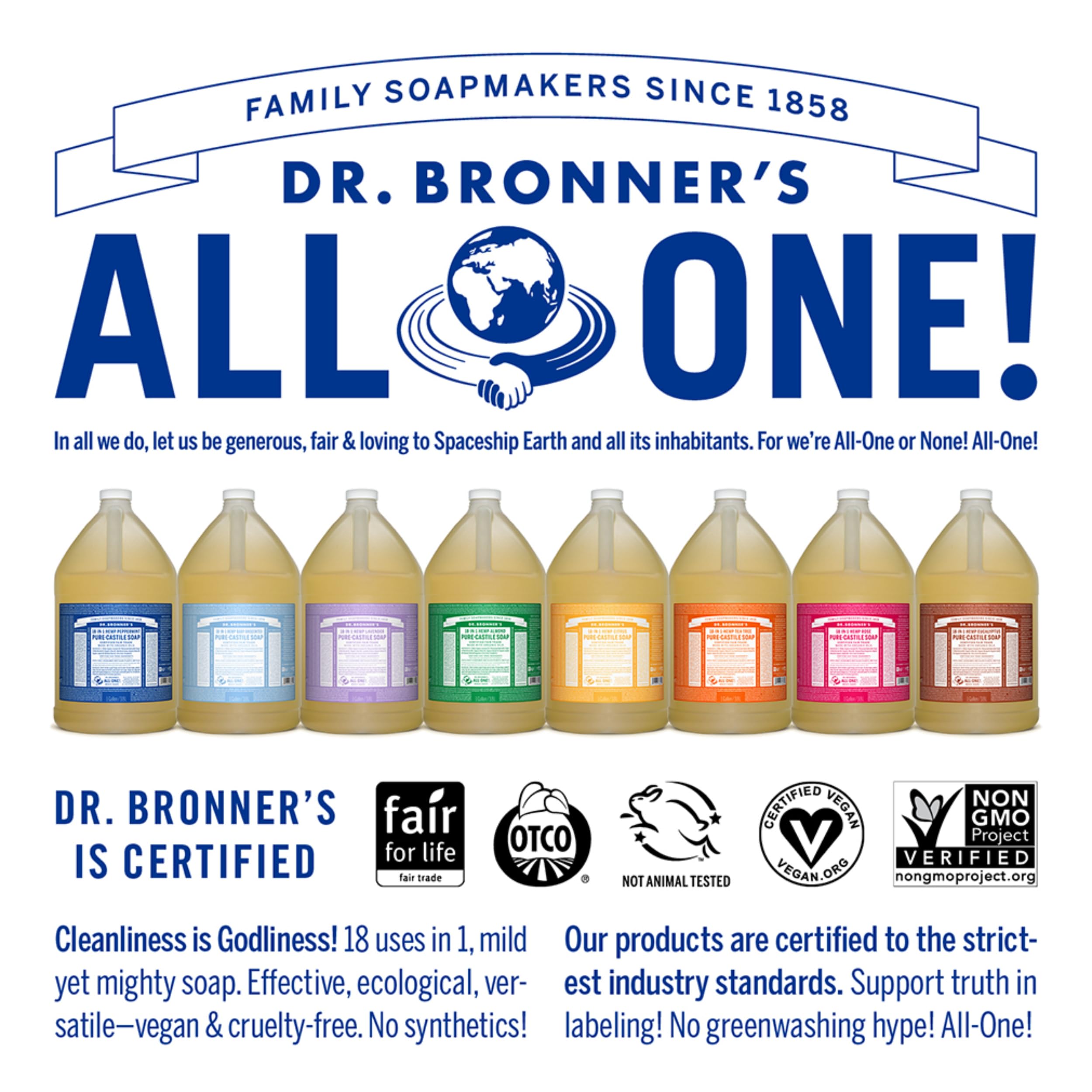 Dr. Bronner's Organic Lavender Pure-Castile Liquid Soap - 1 Gallon, 18-in-1 Uses for Face, Body, Hair, Laundry, Pets & Dishes | Concentrated, Vegan, Non-GMO, Made with Organic Oils | Perfect for Home, Travel & Eco-Friendly Cleaning