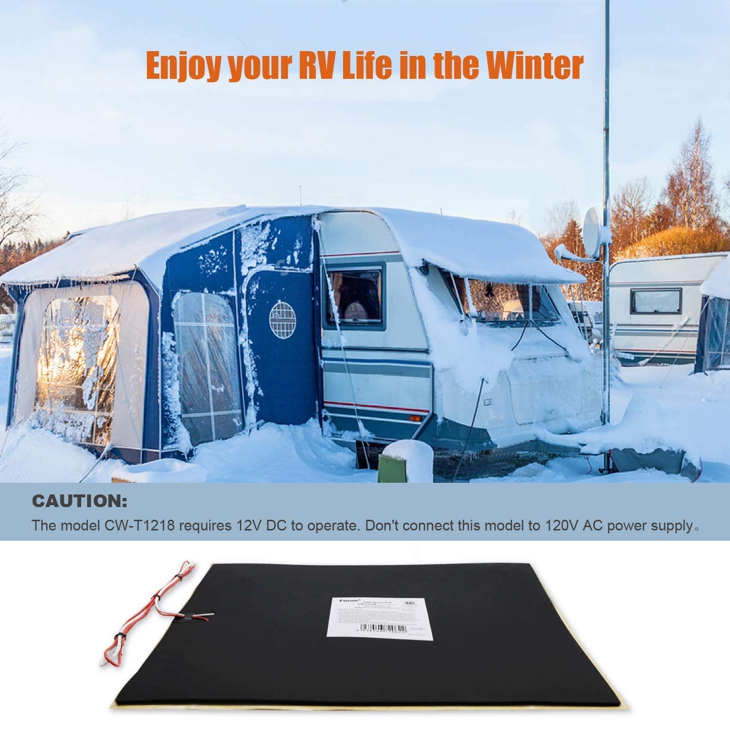 Facon RV Holding Tank Heater Pad - 50 Gallon Capacity for Fresh, Grey & Black Water Tanks with Auto Thermostat | Winter RV Camping & Cold Weather Protection