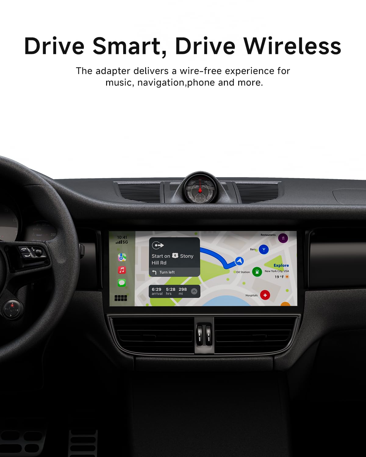 2-in-1 Wireless CarPlay & Android Auto Adapter - Mini Bluetooth Dongle for iPhone & Android - Fast Connection, Easy Installation - Perfect for Tesla, Toyota, Honda & More - Upgrade Your Driving Experience