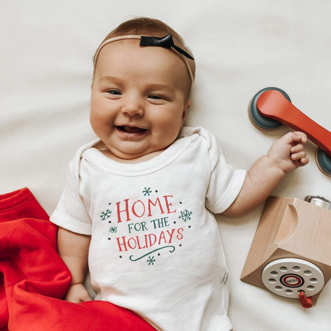 Finn & Emma Graphic Bodysuit - Organic Cotton Holiday Outfit for Babies & Toddlers - Perfect for Christmas Photos, Family Gatherings & Festive Celebrations
