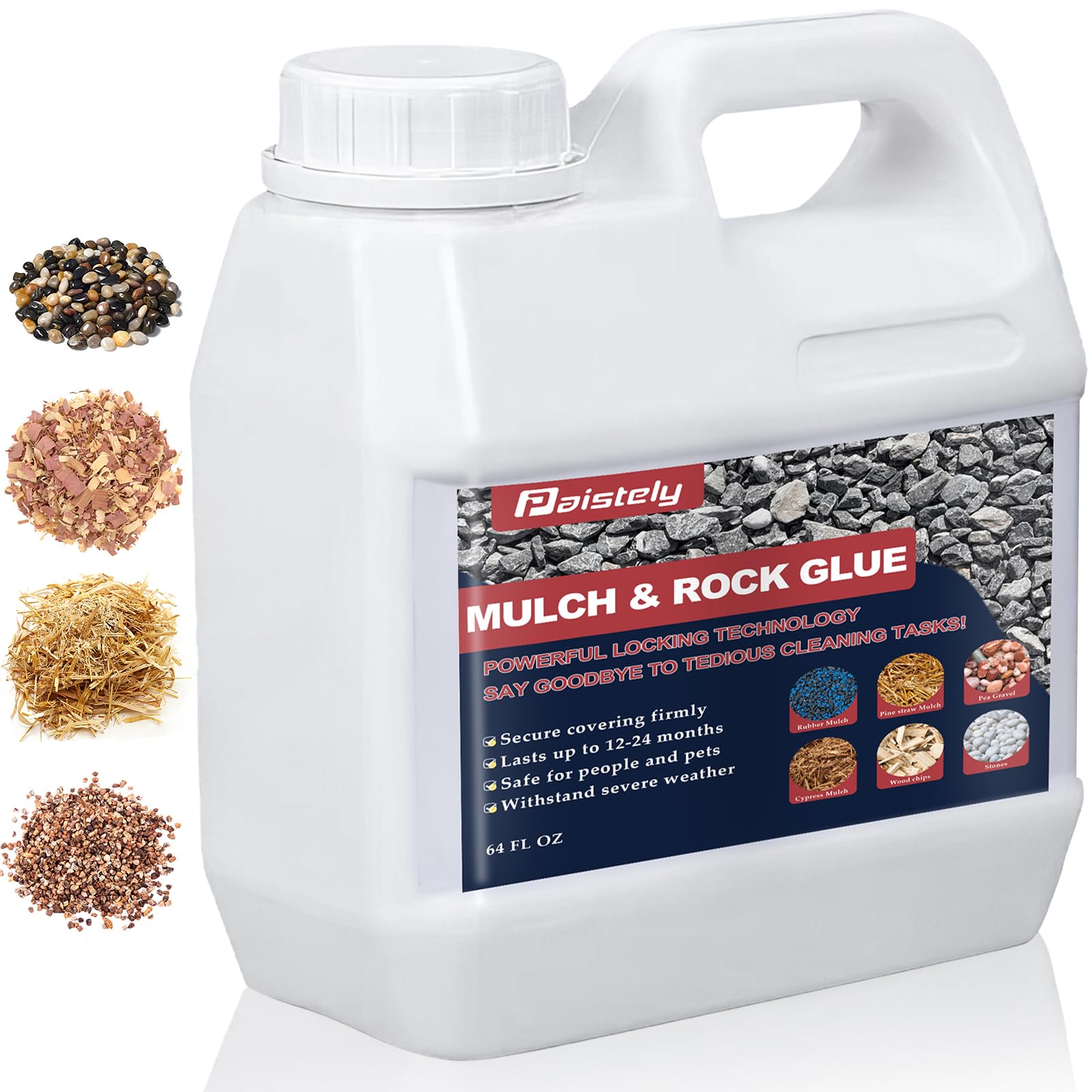 **64OZ Concentrated Mulch Glue - Strong Landscape Adhesive for Pea Gravel, Rocks & Mulch | Non-Toxic Gravel Binder & Rock Glue | Secures Coverings Firmly | Ideal for Driveways, Pathways & Garden Landscaping**