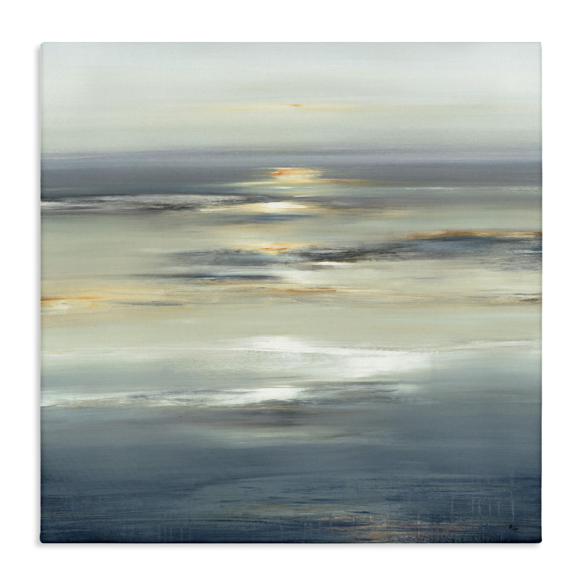 Stupell Industries Abstract Tranquil Nautical Sunrise Reflection Gray Canvas Wall Art by Lisa Ridgers - Perfect for Living Room, Bedroom & Office Decor