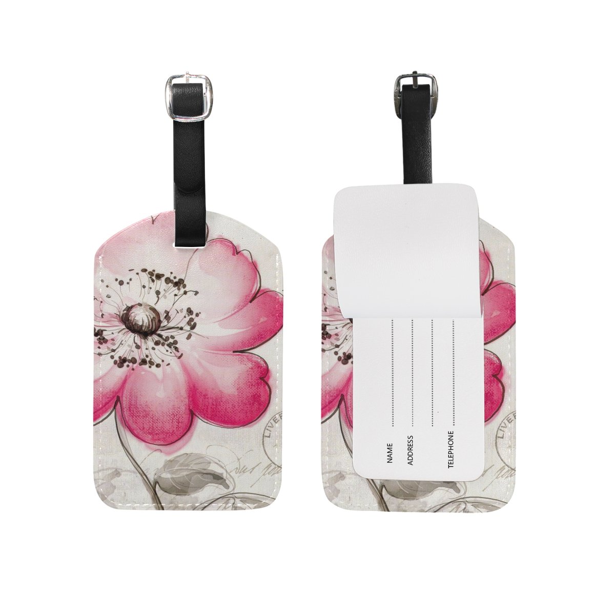Colorful Flower Butterfly Luggage Tags - Travel ID Privacy Cover for Suitcases & Bags