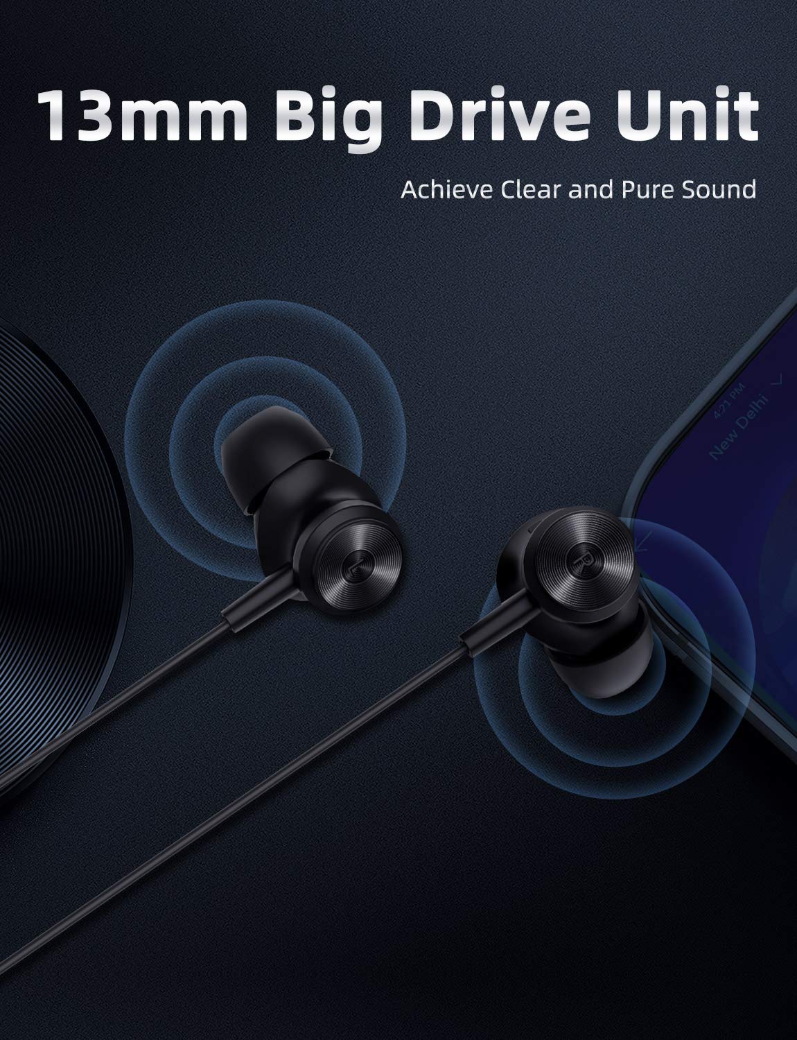 Bluedio Li Wired Earbuds with Microphone - Noise Isolating In-Ear Headphones with 3.5mm Y-Splitter for PC, Laptop, Gaming & Online Meetings - Perfect for Work, Study & Commuting