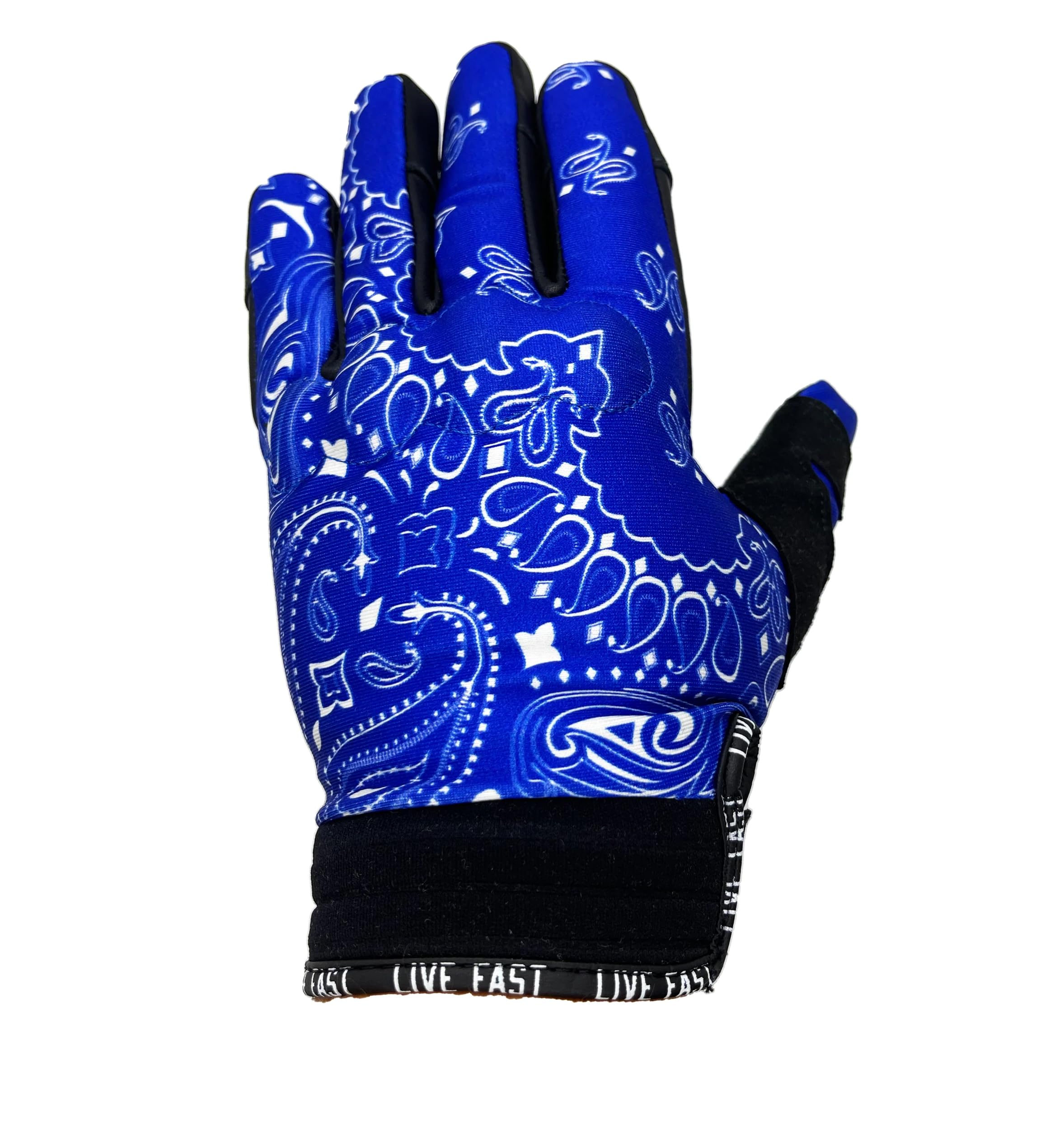 Blue Paisley Live Fast Motorcycle Gloves - Breathable & Protective Riding Gloves for Men & Women - Perfect for Cruiser, Sport Bike & Street Motorcycle Riding