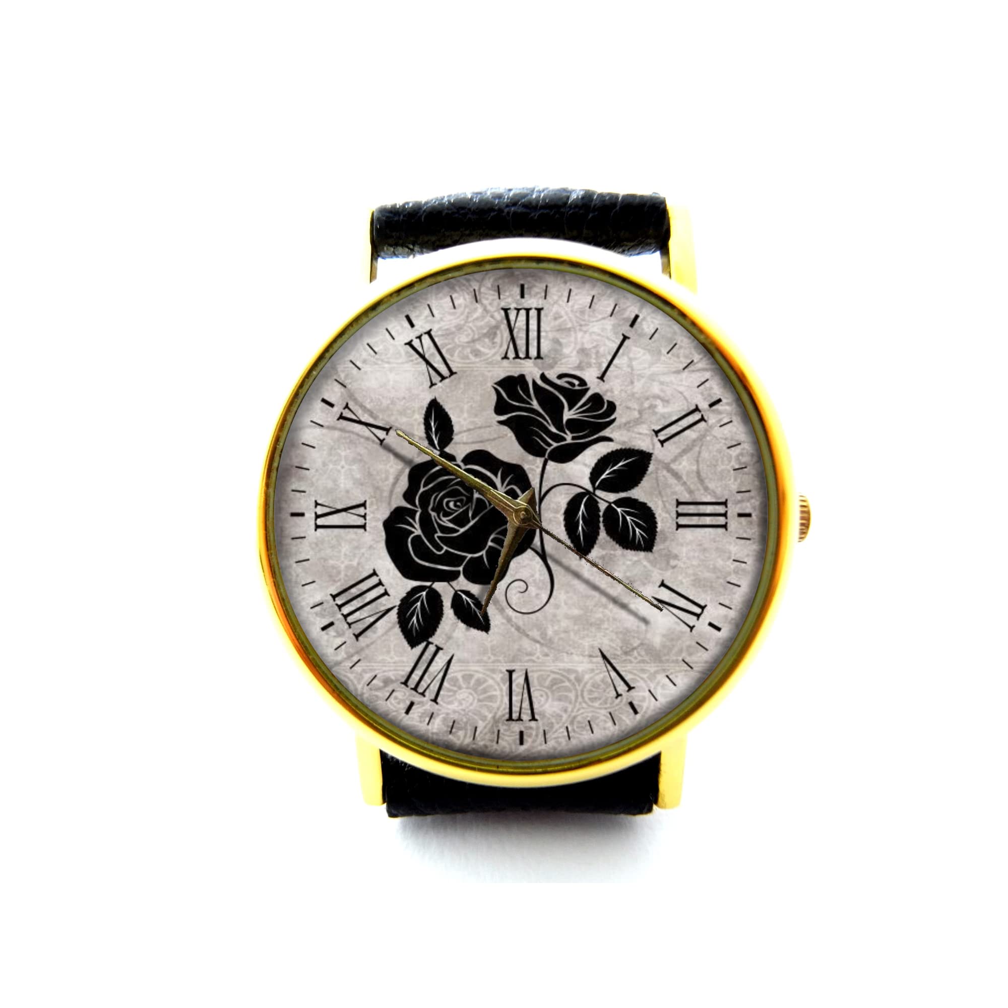 Vintage Rose Leather Watch for Women & Men - Floral Design Unisex Timepiece - Perfect for Casual, Office & Special Occasions