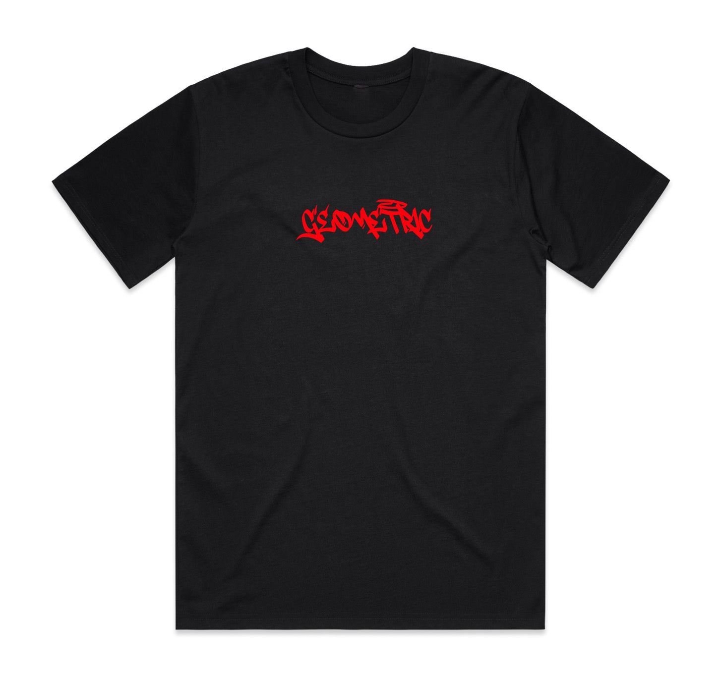 Geometric Script Graphic T-Shirt for Men & Women - Stylish Black & Red Cotton Tee - Casual Streetwear for Everyday Wear, Outings & Fashion Statements