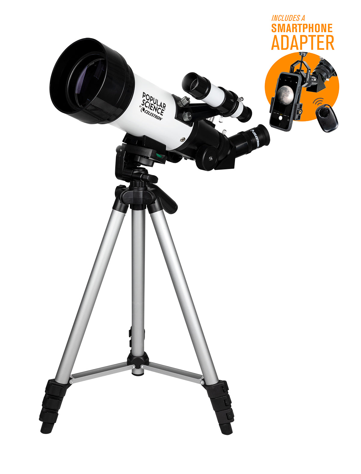 Celestron Travel Scope 70 Portable Telescope with Smartphone Adapter & Bluetooth Remote - Compact Astronomy Kit for Stargazing, Bird Watching, and Travel Adventures
