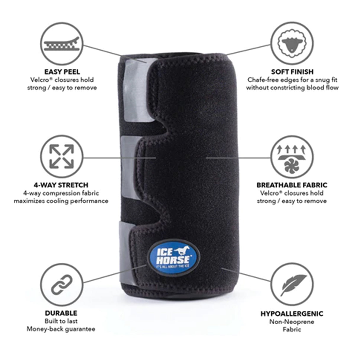 Ice Horse Knee to Ankle Wrap - Compression Support for Joint Pain Relief, Sports Recovery & Arthritis - Ideal for Running, Basketball, Workout & Daily Use