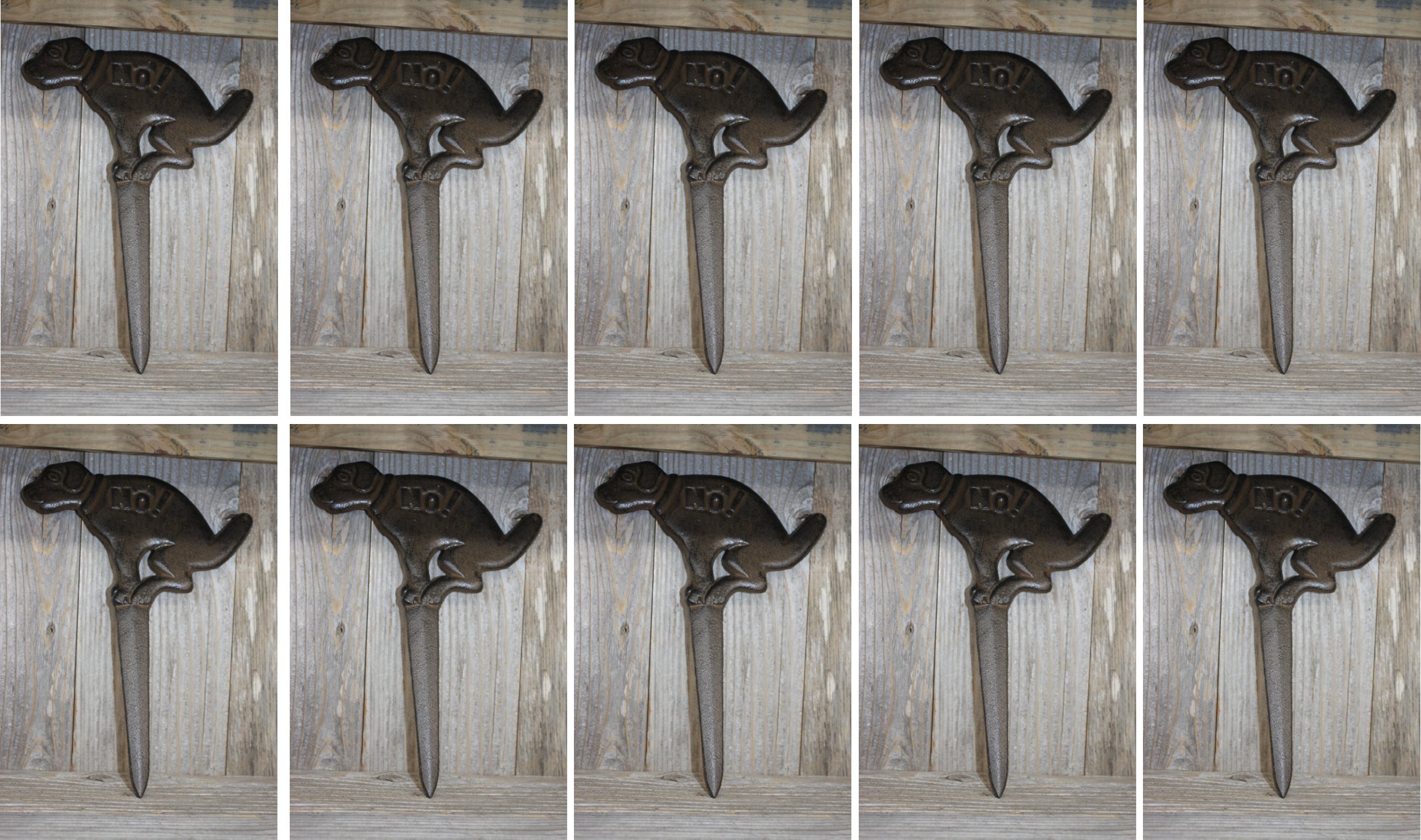 Vintage Cast Iron Garden Stakes - Set of 10 Rustic Yard Decor (11.5 Inch) - No Poop Sign for Outdoor Lawn, Patio & Flower Bed Decoration - Perfect Gardening Gifts for Women & Homeowners
