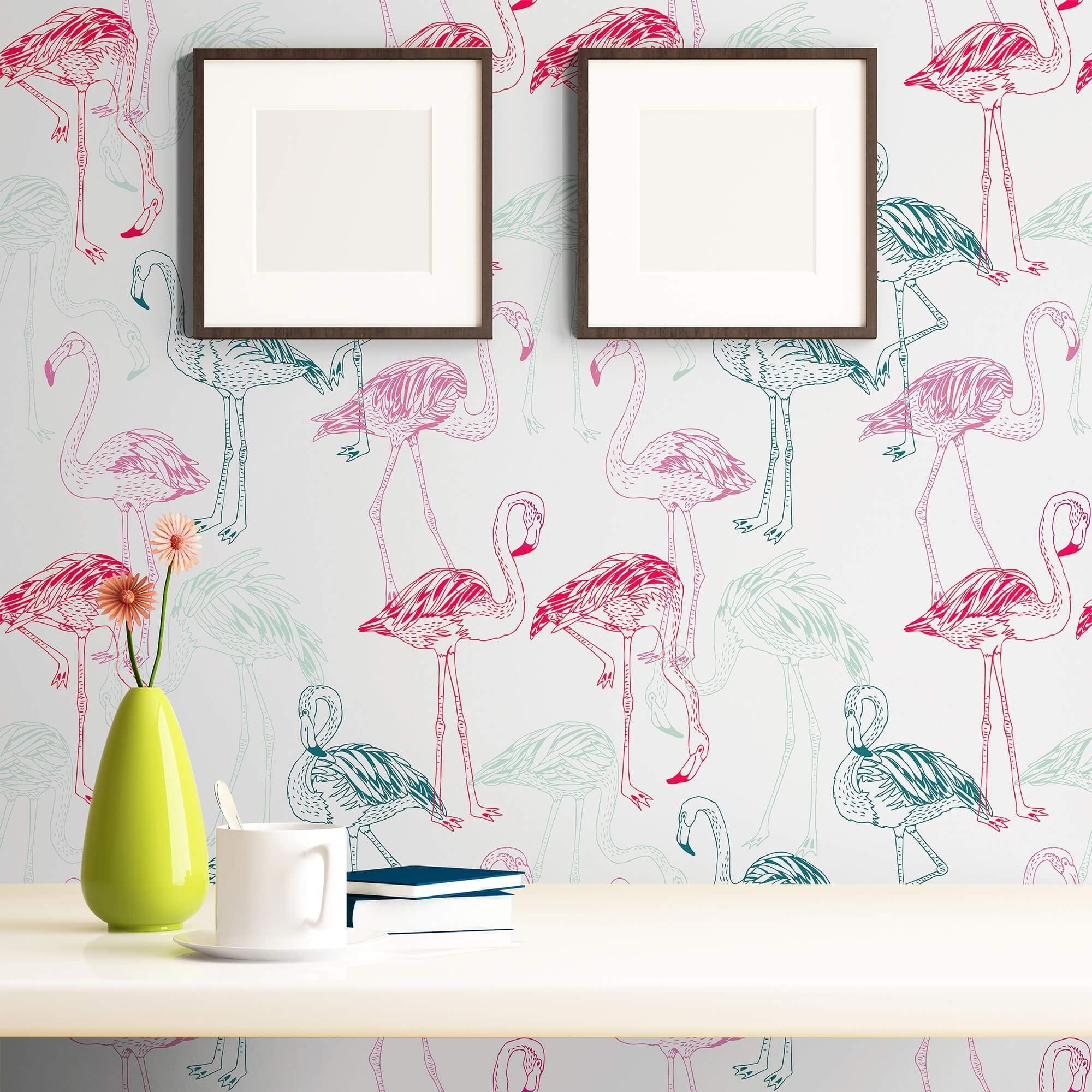 Red and Purple Bird Animal Peel and Stick Removable Wallpaper 0143 - Self-Adhesive Decorative Wall Covering for Nursery, Bedroom, or Living Room Decor