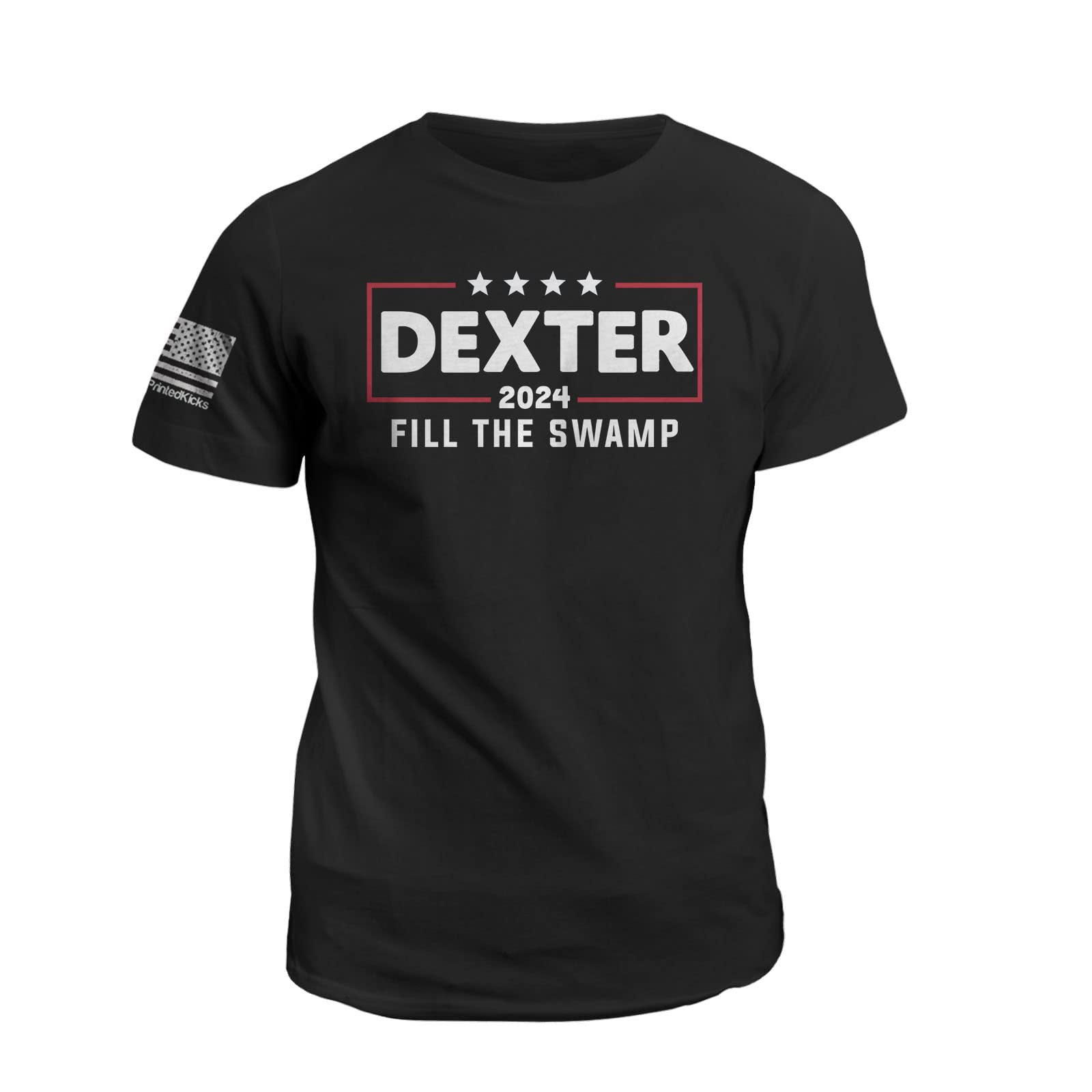Printed Kicks Dexter 2024 Fill The Swamp Shirt - Unisex Graphic Tee for Men & Women | Casual Wear, Cosplay & TV Show Fan Merchandise