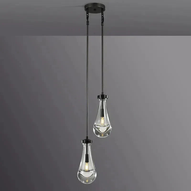 2-Light Raindrop Round Chandelier - 5 Inch Modern Crystal Ceiling Fixture for Dining Room, Bedroom & Entryway Lighting