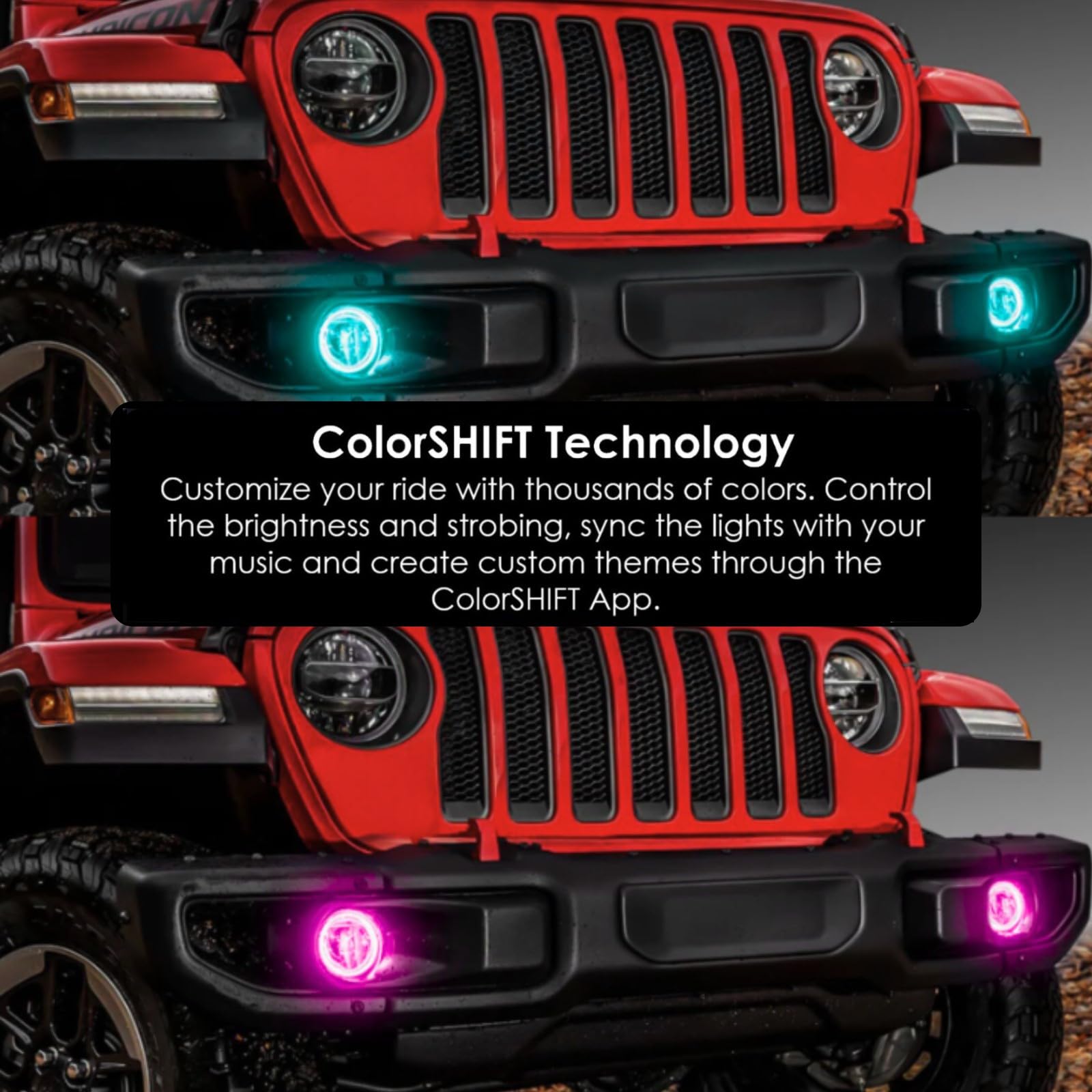 ORACLE Lighting 5846-332 Pair of 20W Dynamic ColorSHIFT LED Fog Lights for 2007-2018 Jeep Wrangler JK - High Performance Waterproof Epoxy Sealed - Perfect for Off-Roading & Night Driving