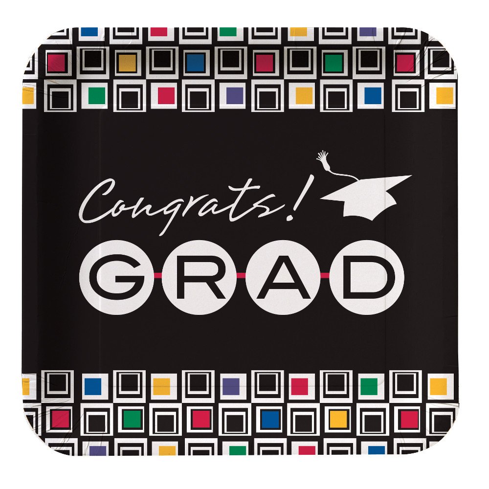 Creative Converting 8 Count Square Dinner Plates - Modern Gradient Design for Parties, Weddings & Special Events - Durable Disposable Tableware for Home & Catering