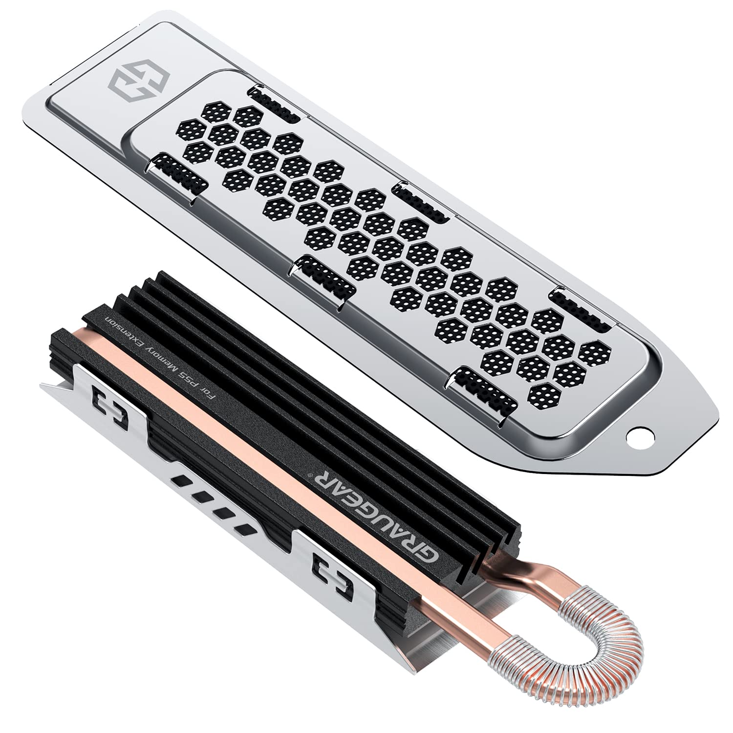 GRAUGEAR PS5 SSD Heatsink Cover - M.2 NVMe Metal Cooling System with Copper Heat Pipe & Aluminum Fins for PCIe 4.0 Storage Expansion | Perfect for Gaming, 4K Video Editing & High-Speed Data Transfer [G-PS5HS03]