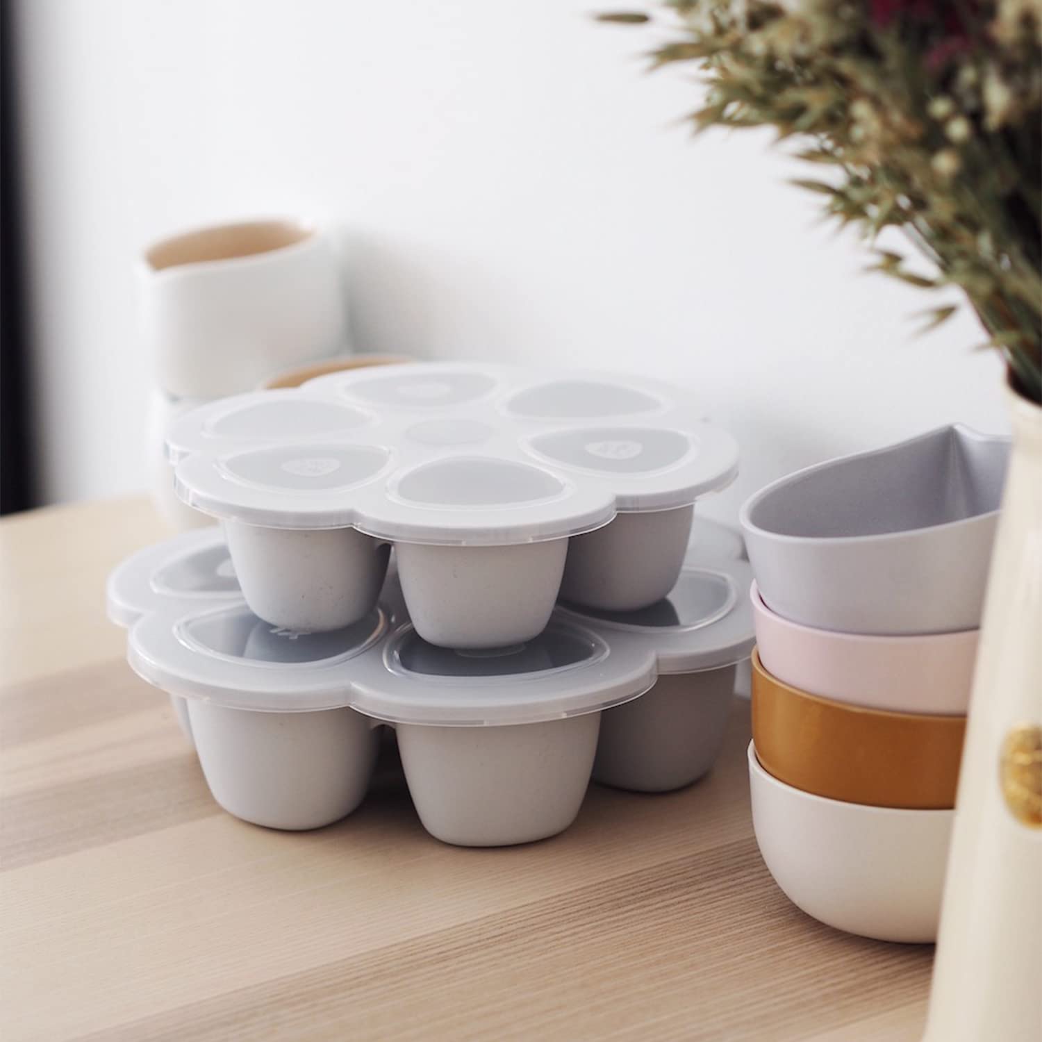 BEABA Premium Silicone Baby Food Freezer Tray with Clip-On Lid - 3oz BPA-Free Ice Cube Tray for Homemade Puree Storage | Made in Italy | Perfect for Meal Prep, Breastmilk & Baby Food Portioning