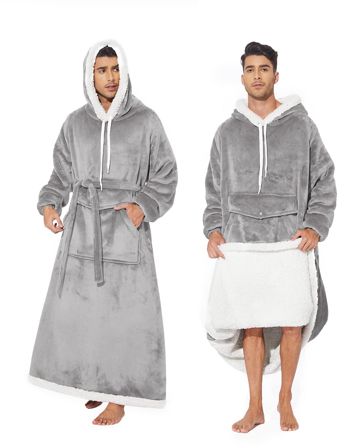 Cozy Sherpa Wearable Blanket Hoodie - Oversized Fleece Sweatshirt with Sleeves for Women & Men (Fits 5'5