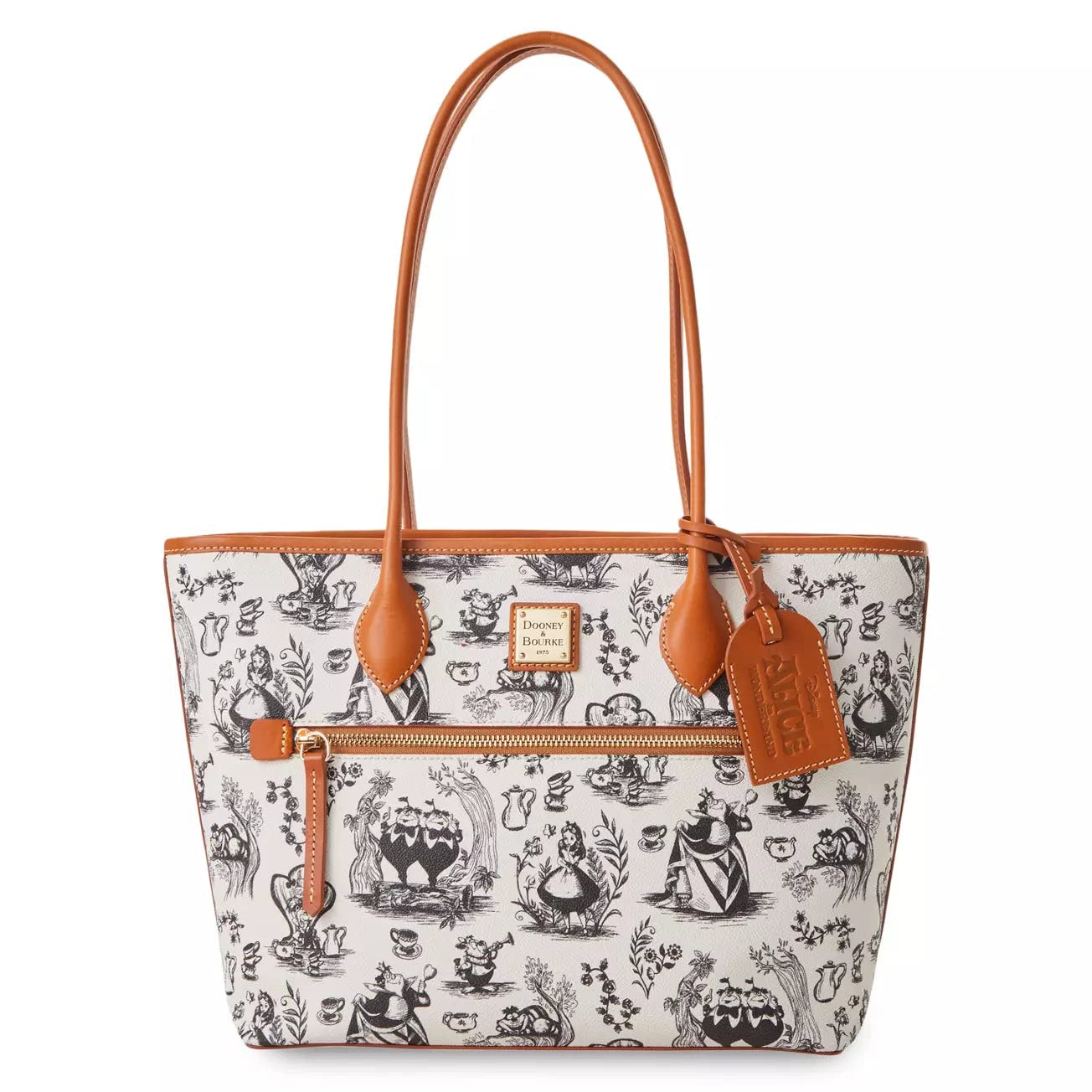 Exclusive Disney Parks Dooney & Bourke Alice in Wonderland Tote Shoulder Bag Purse - Perfect for Theme Park Visits, Shopping & Everyday Use