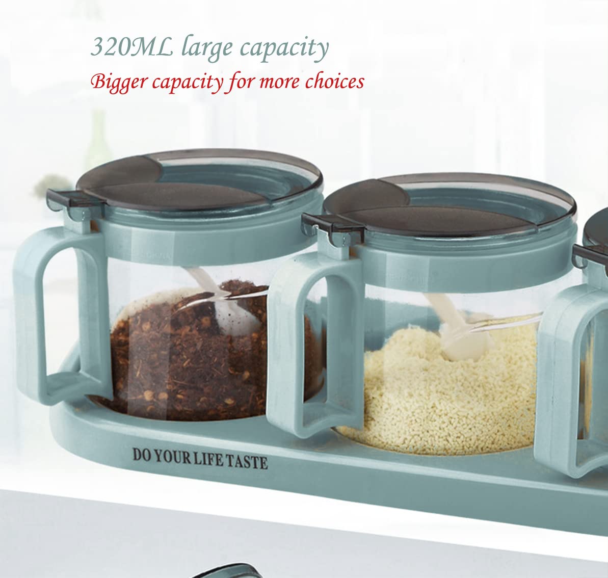 Premium Glass Spice Jar Set with Serving Spoons - 6-Piece Gourmet Seasoning Box & Condiment Cruet Bottles for Kitchen Organization | Perfect for Home Cooking, Meal Prep & Gift Giving