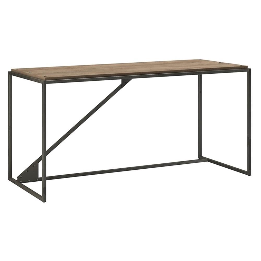 Atlin Designs 62W Rustic Gray Industrial Desk - Heavy Duty Metal Office Desk for Home & Workspace - Perfect for Modern Farmhouse, Loft & Industrial Decor