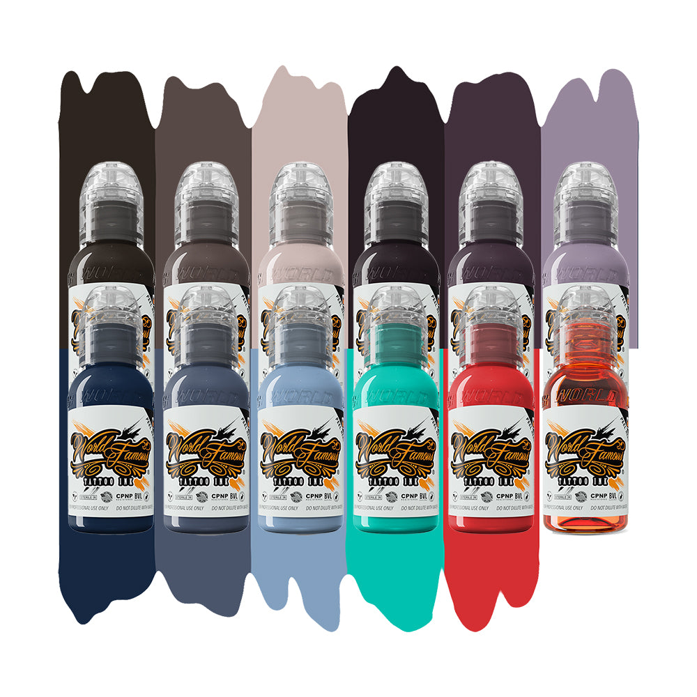 Chris Rigoni Shadows & Shapes 12 Bottle Tattoo Ink Set - Professional 1oz Tattoo Supplies for Artists - Perfect for Tattoo Studios & Body Art