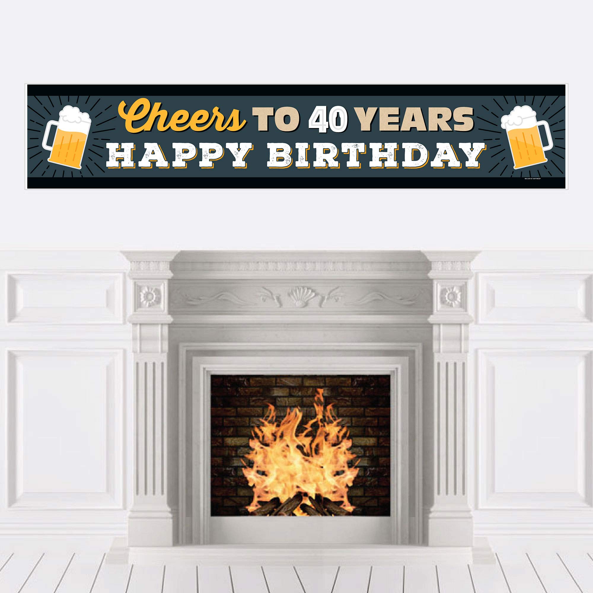 Cheers & Beers to 40 Years - Happy 40th Birthday Party Banner & Decorations | Big Dot of Happiness | Perfect for Milestone Celebrations, Home Decor & Photo Backdrops