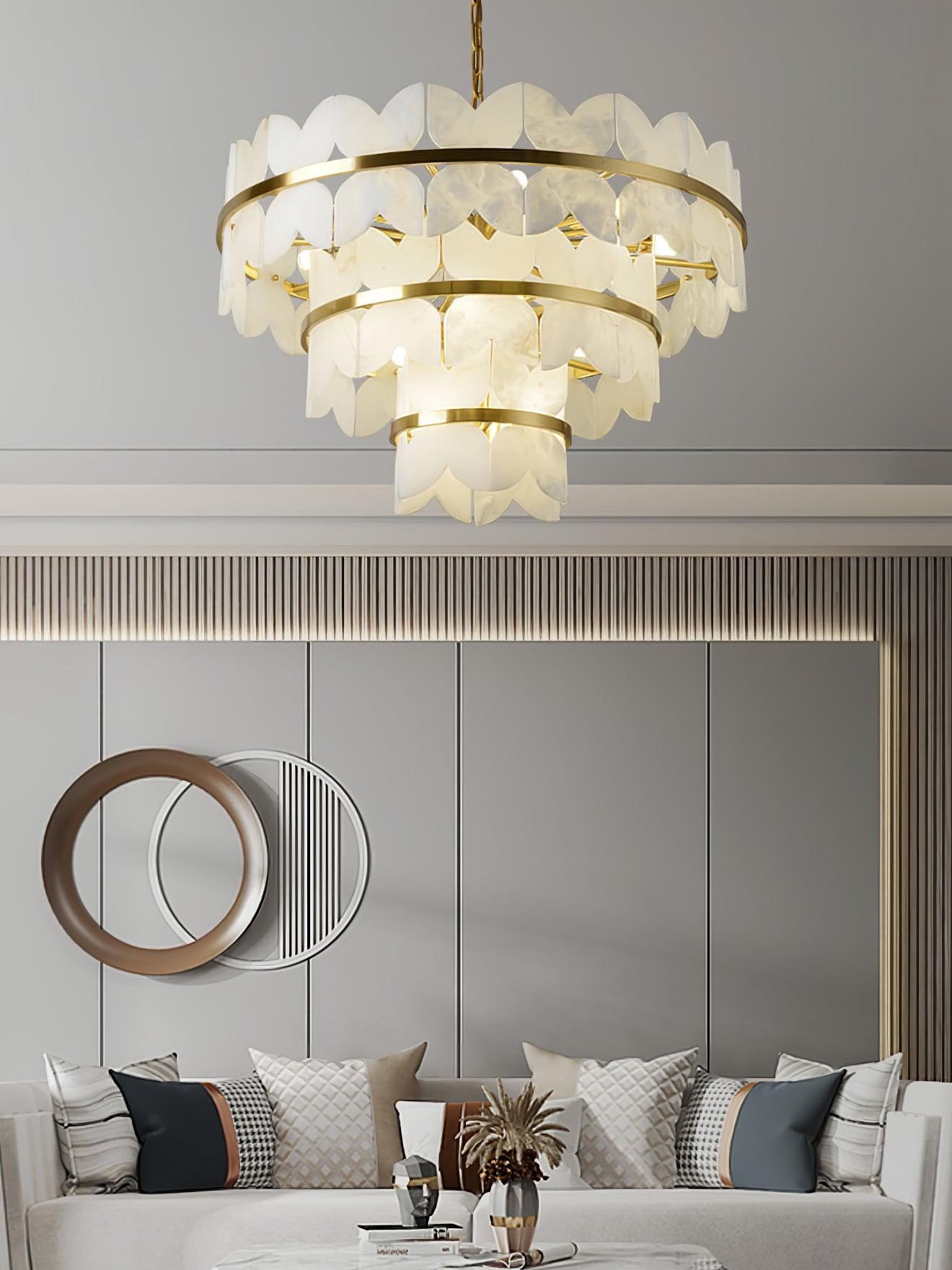 Alabaster Cloudscape Chandelier - Modern Crystal Ceiling Light Fixture for Dining Room, Living Room & Bedroom - Elegant Home Decor Lighting